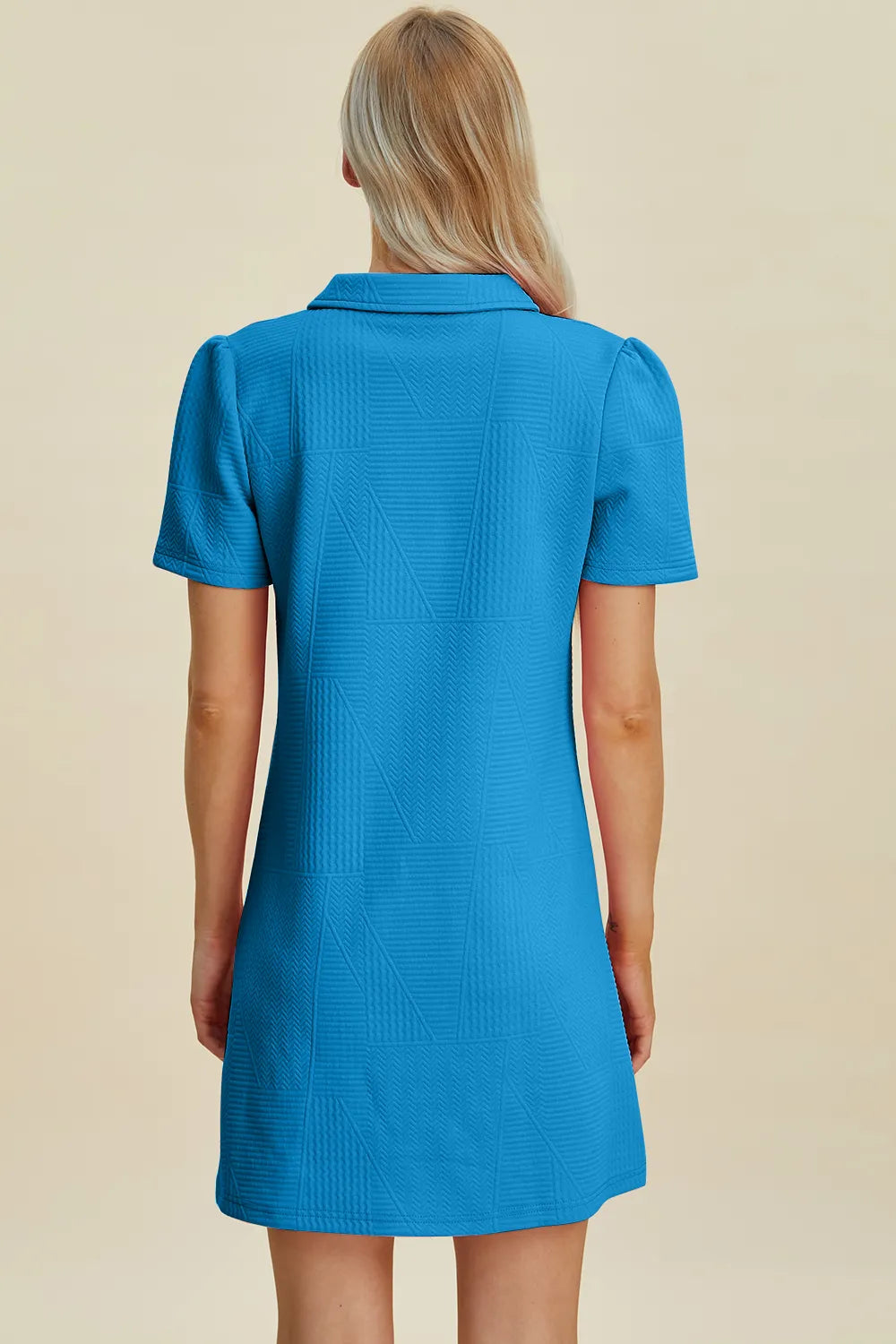Double Take Full Size Texture Short Sleeve Dress - Roe Creation