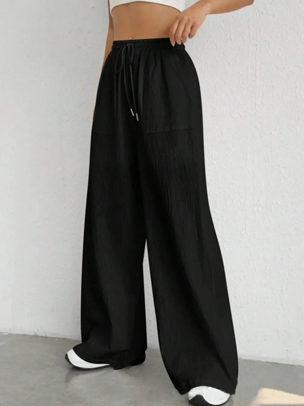 Drawstring Wide Leg Pants - Roe Creation