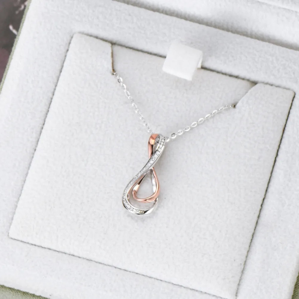 925 Sterling Silver Inlaid Moissanite Infinity Pendant Necklace - Roe Creation