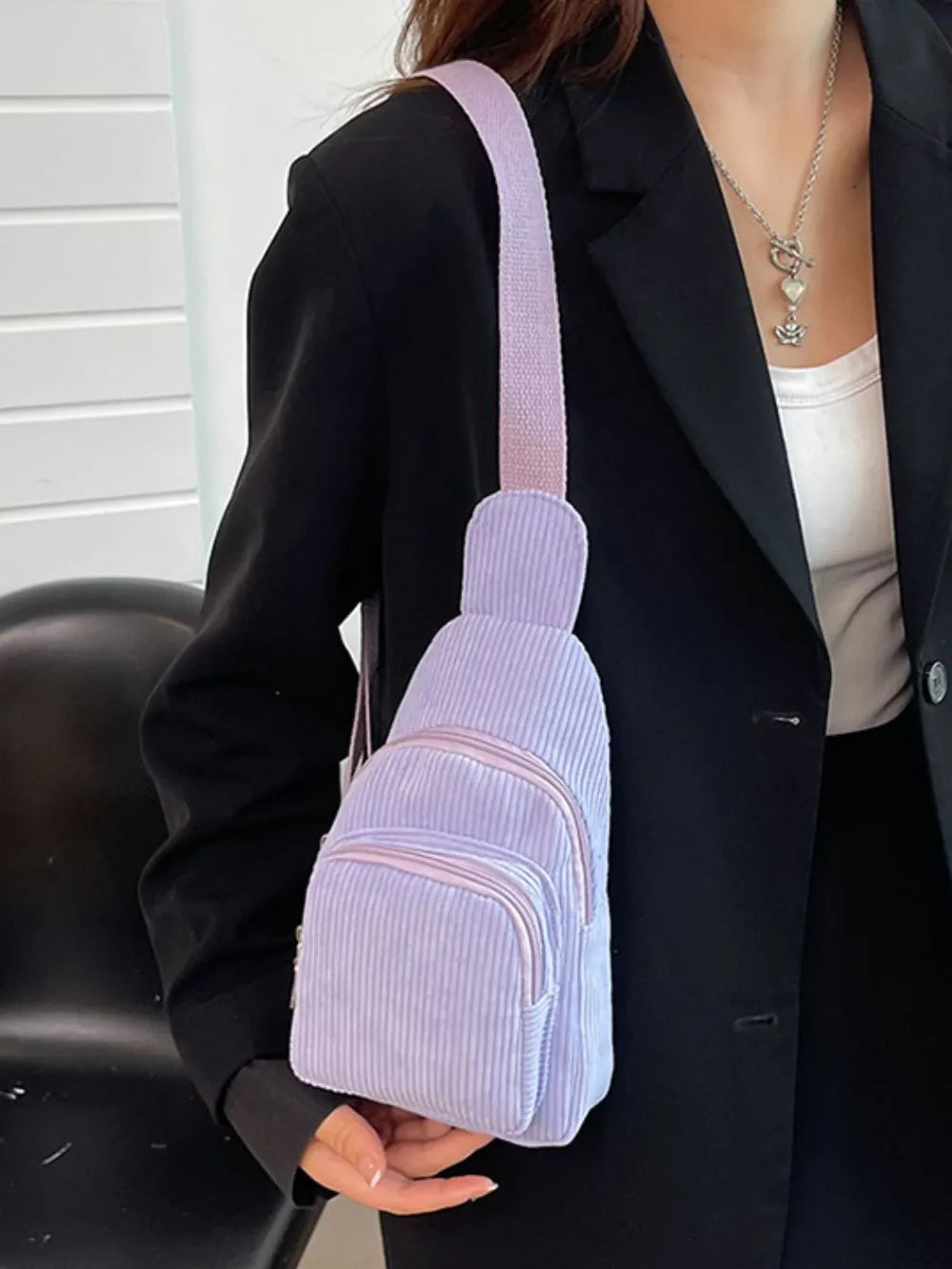Corduroy Solid Colour Crossbody Bag - Roe Creation