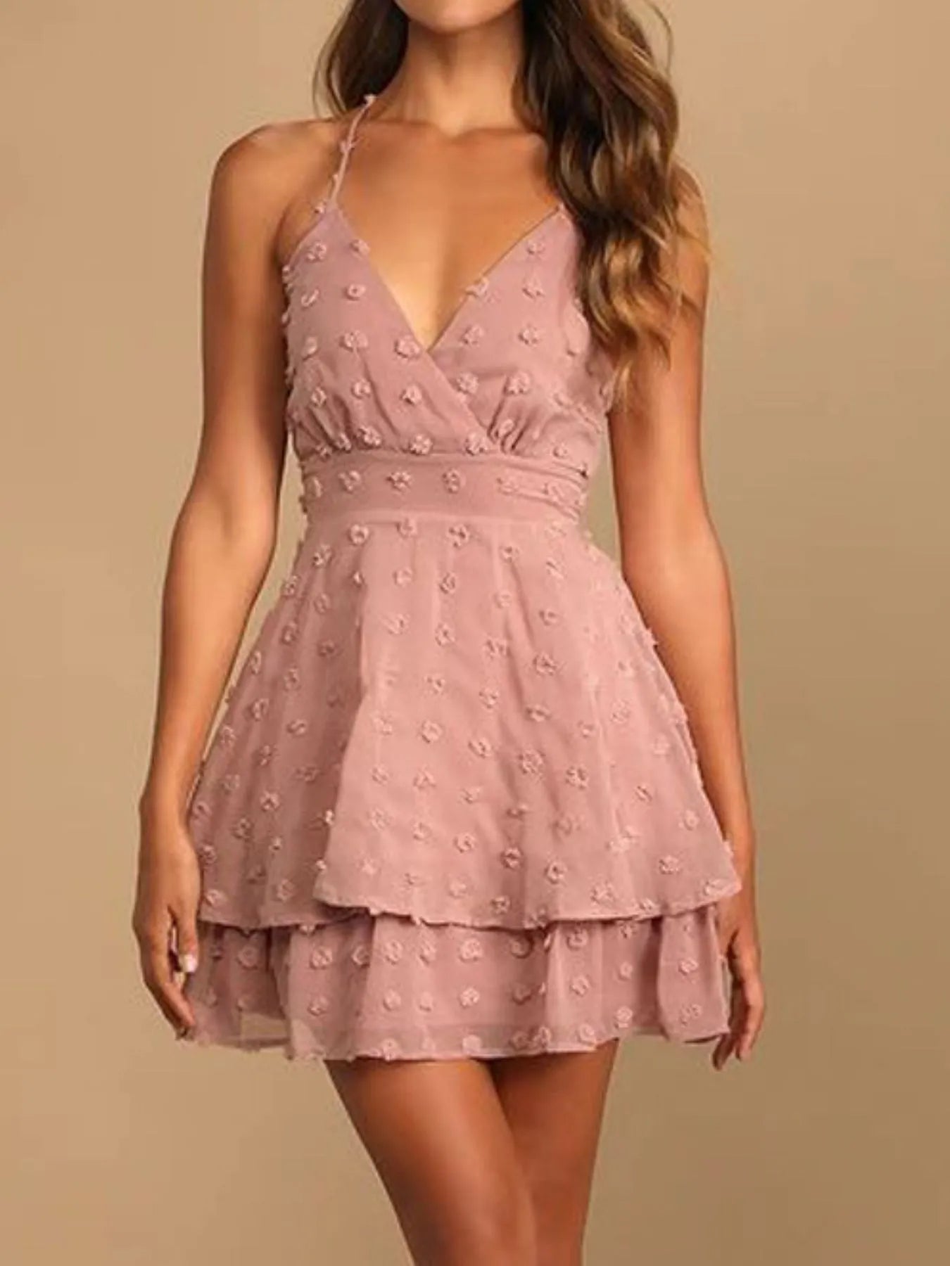Swiss Dot V-Neck Cami Dress - Roe Creation