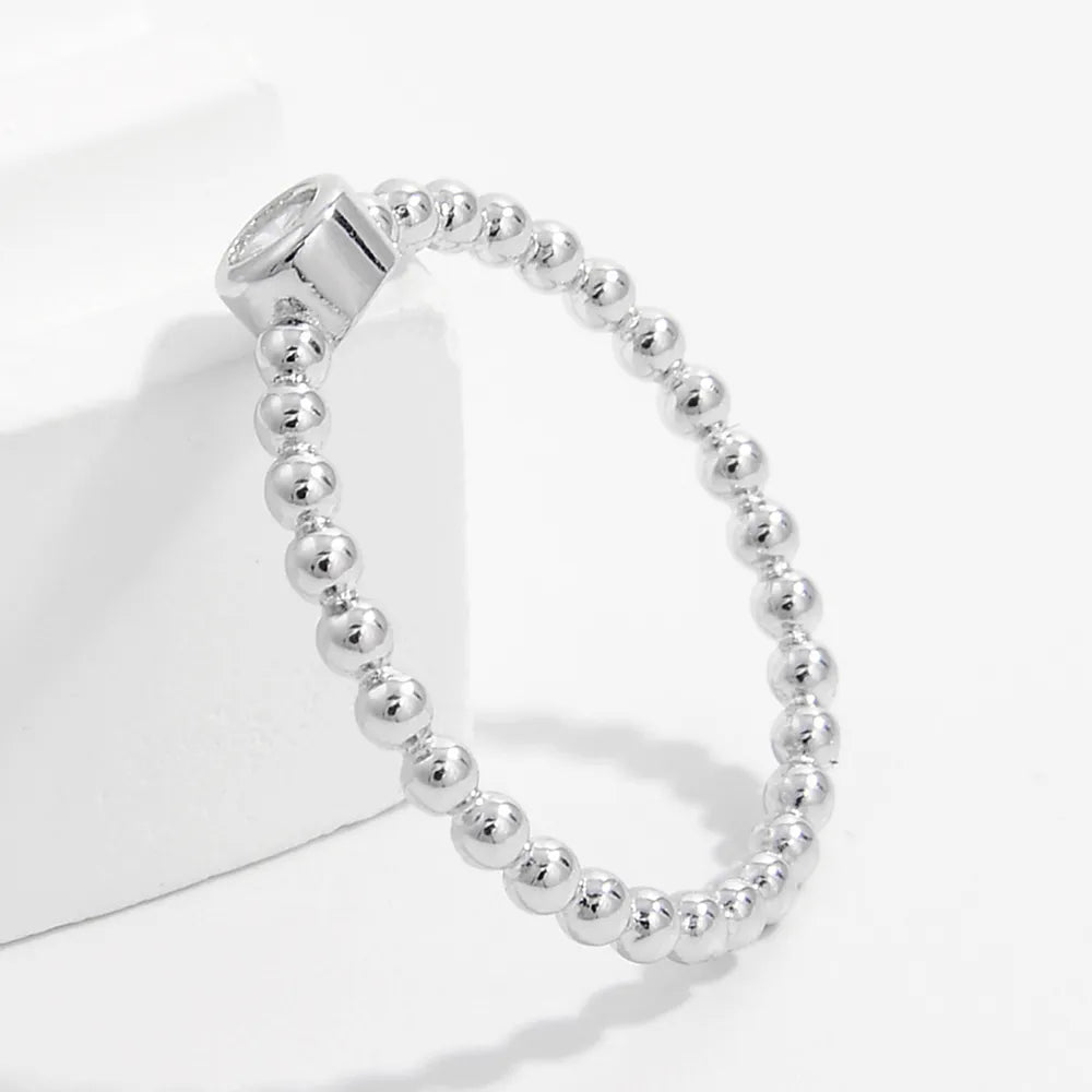 Zircon 925 Sterling Silver Bead Ring - Roe Creation
