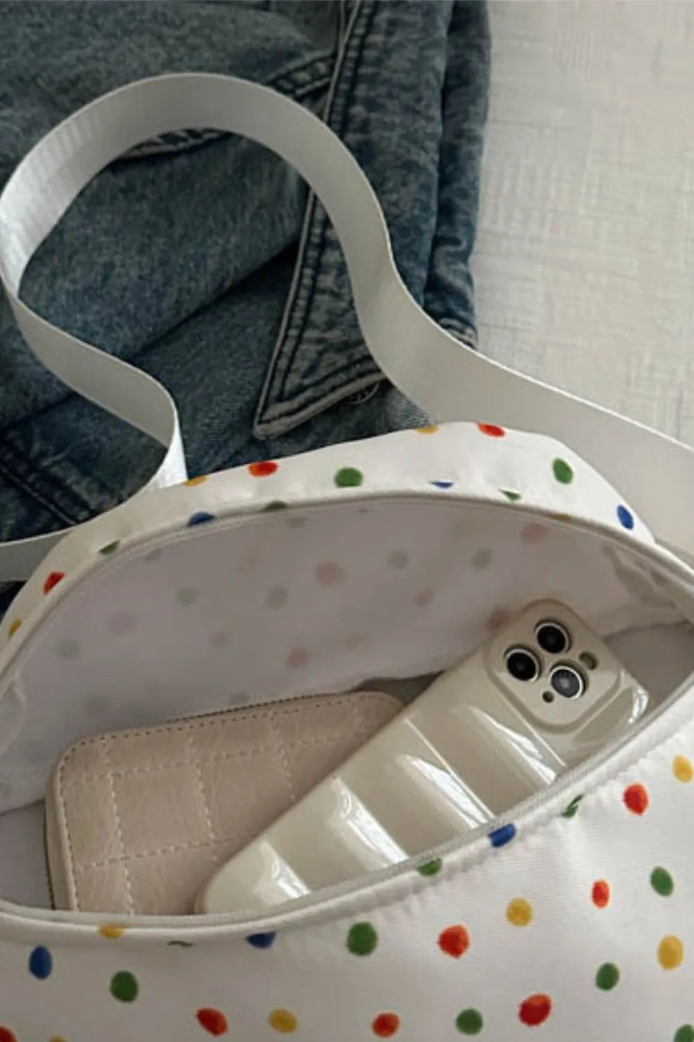 Contrast Polka Dot Crossbody Bag for Women - Roe Creation