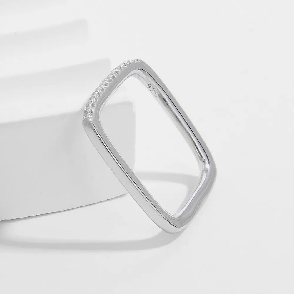 925 Sterling Silver Zircon Square Ring - Roe Creation