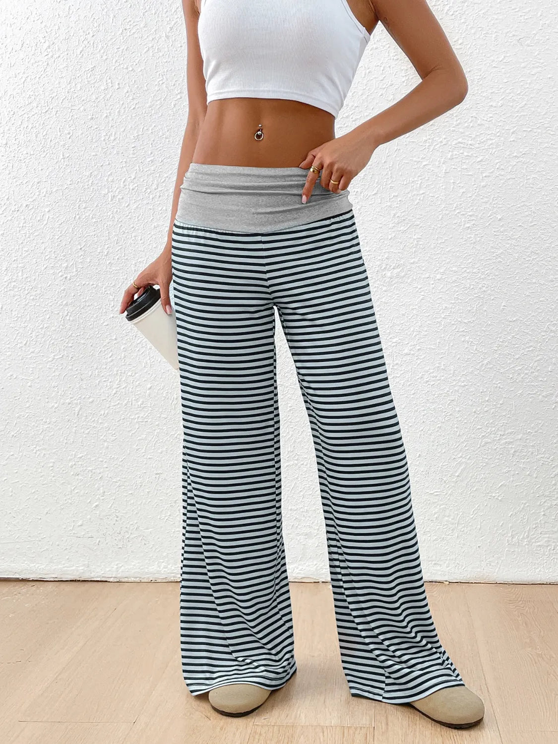 Striped Wide Leg Pants - Roe Creation