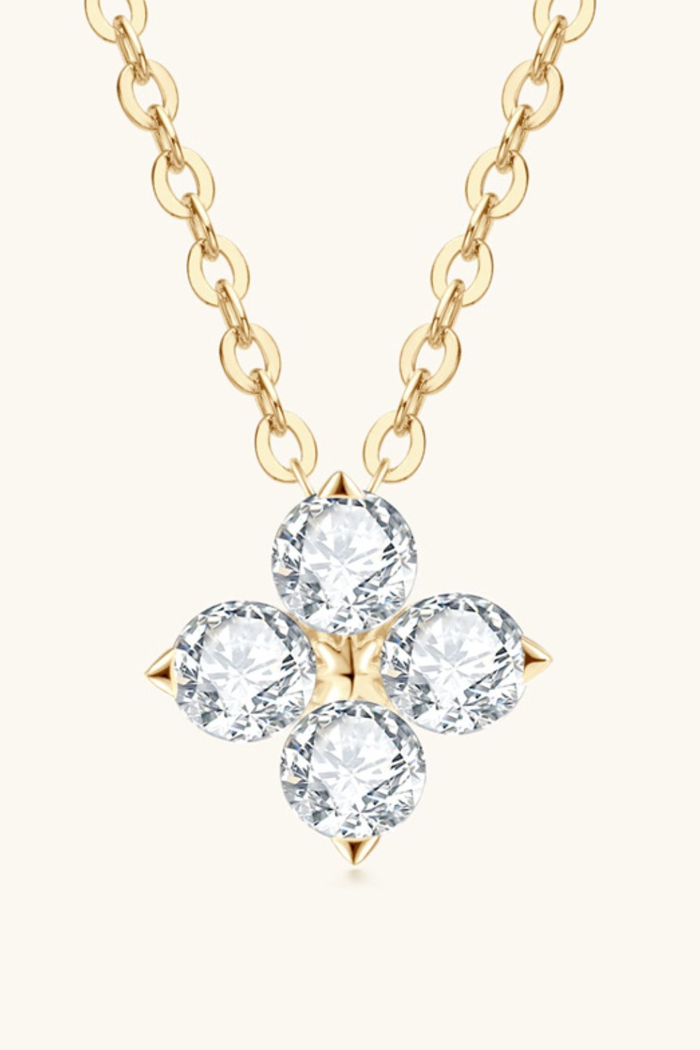 Moissanite Four Leaf Clover Pendant Necklace - Roe Creation