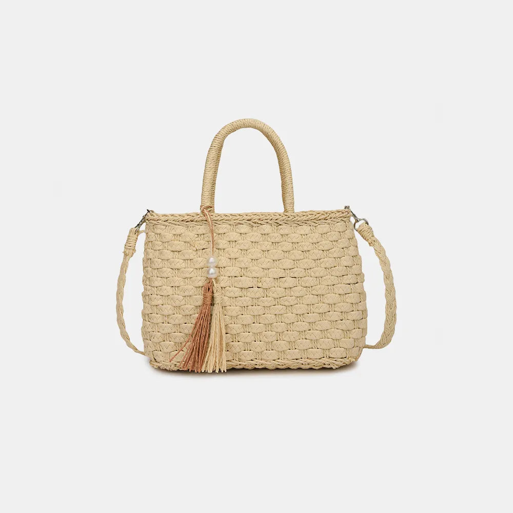 Braided Strap Paper Weave Shoulder Bag - Roe Creation