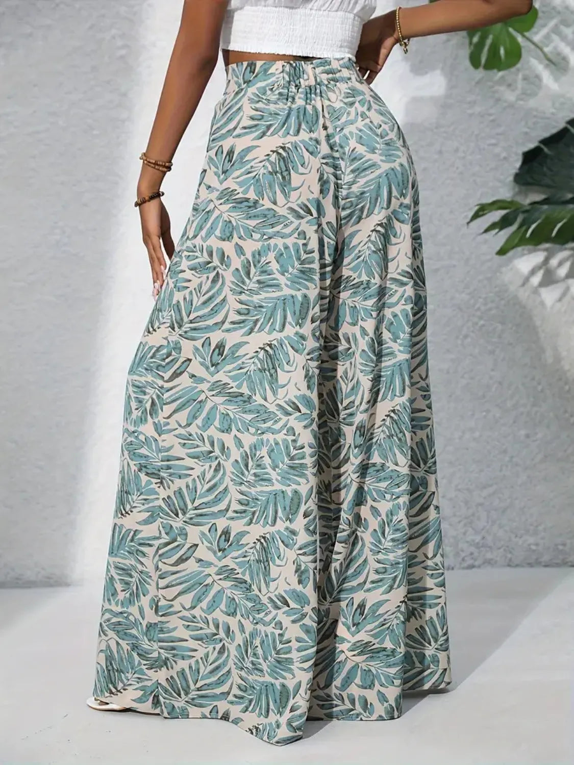 Printed High Waist Wide Leg Pants - Roe Creation
