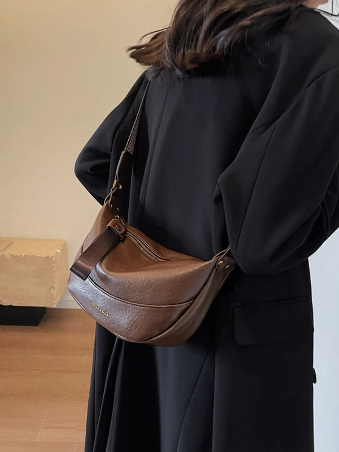 Leather Shoulder Bag with Woven Strap - Roe Creation