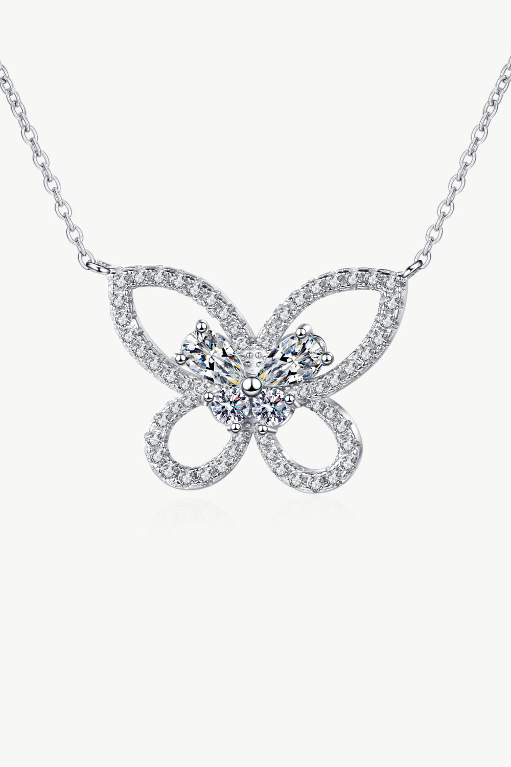 Moissanite Butterfly Pendant Necklace - Roe Creation
