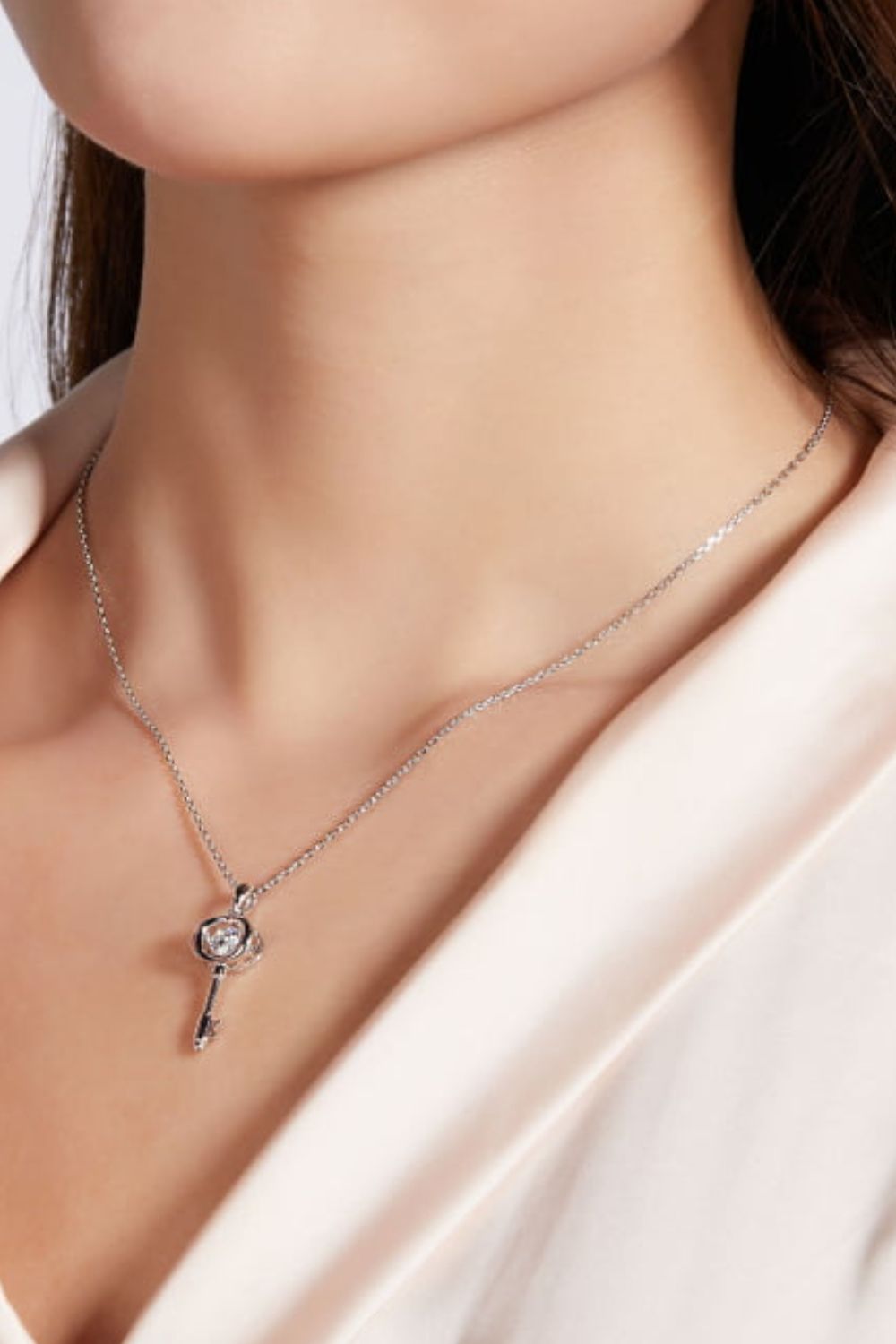 Adored Moissanite Key Pendant Necklace - Roe Creation