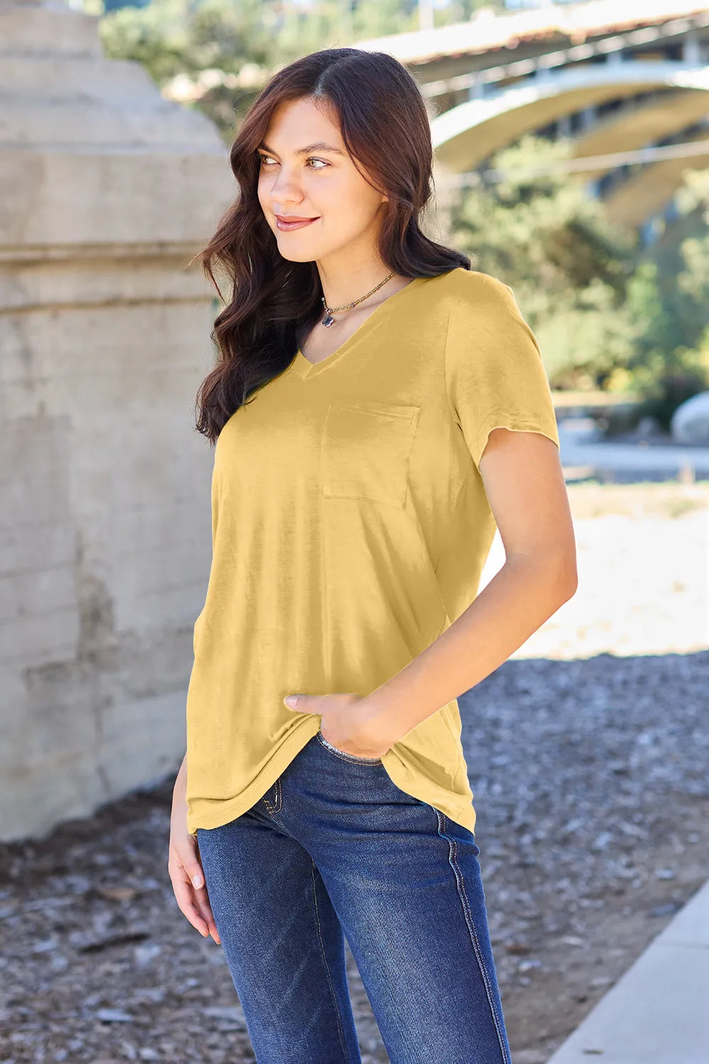 Basic Bae Bamboo Full Size V-Neck Short Sleeve T-Shirt - Roe Creation