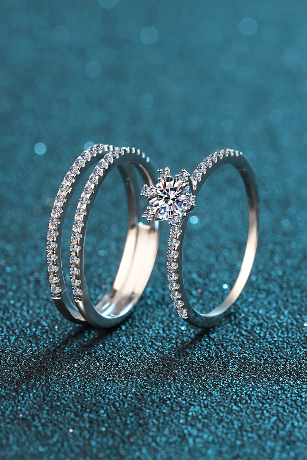 Moissanite 925 Sterling Silver Ring Set - Roe Creation