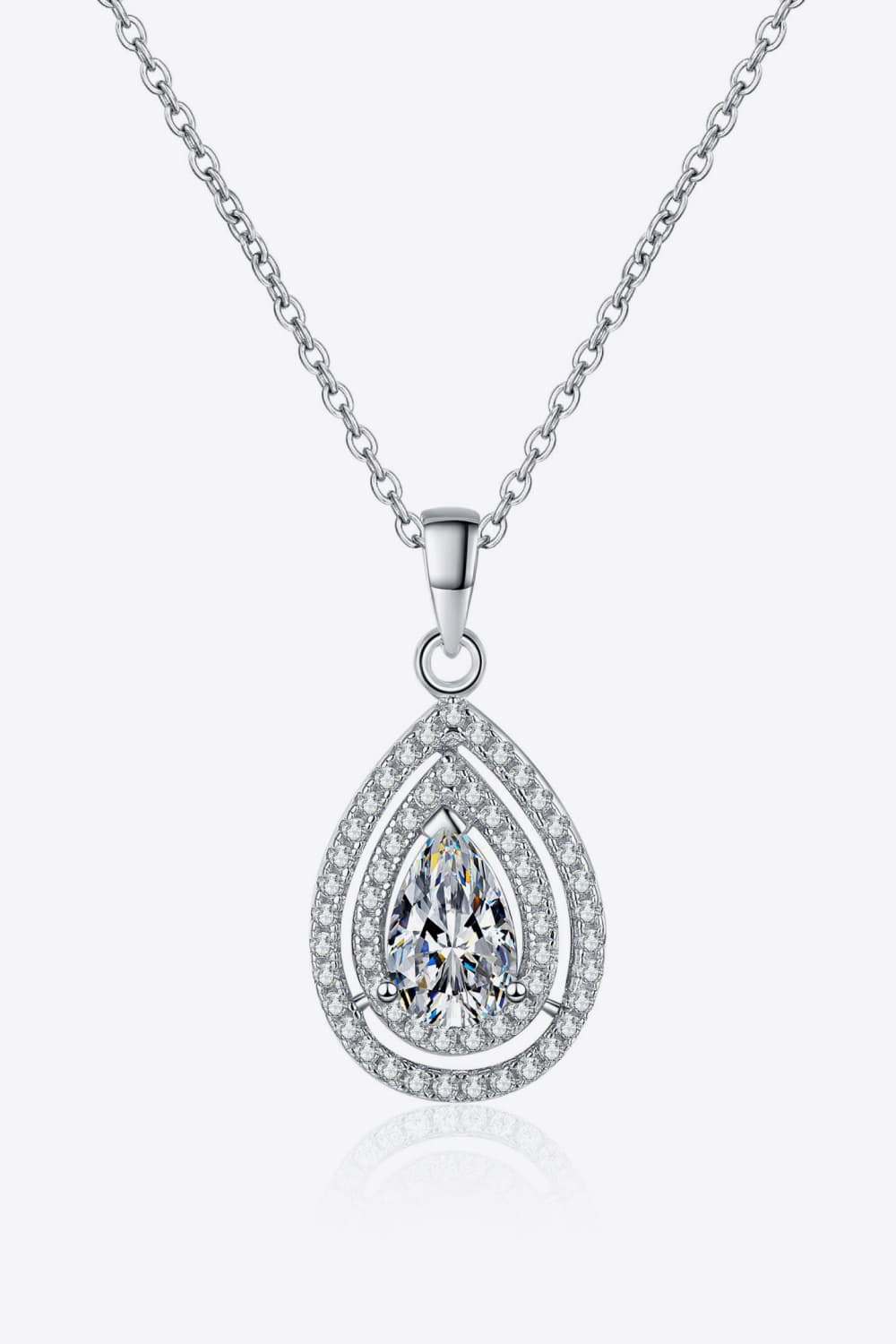 1 Carat Moissanite Teardrop Pendant Necklace - Roe Creation