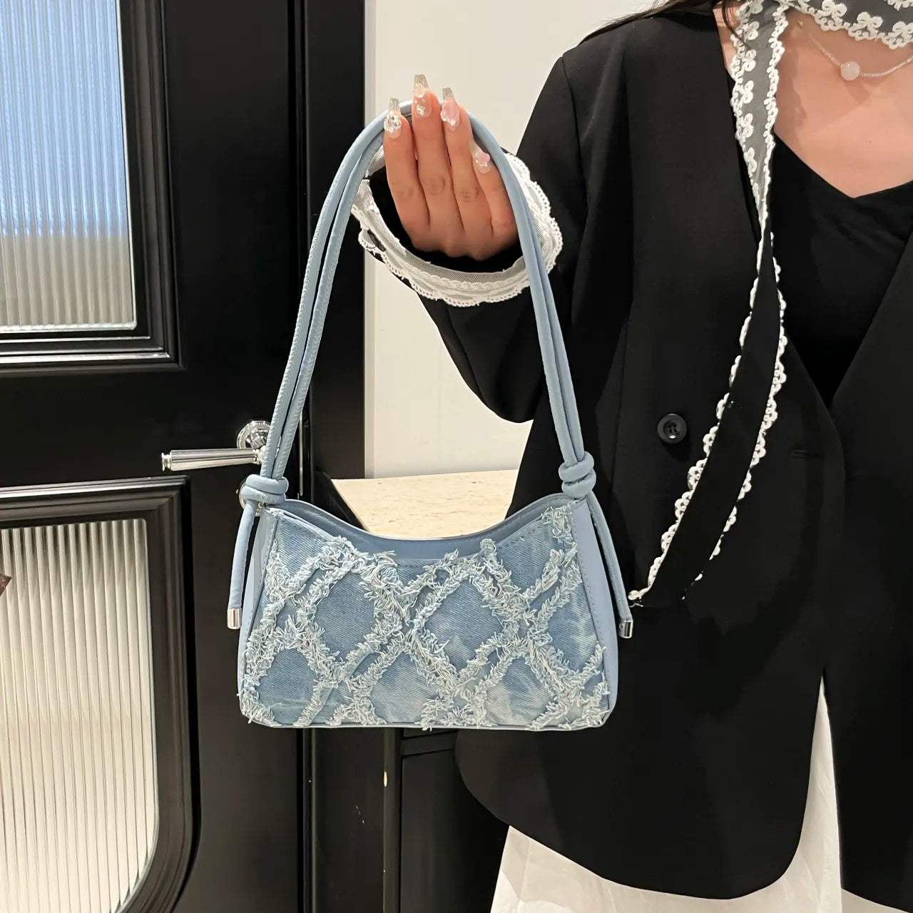 Raw Hem Shoulder Bag - Roe Creation