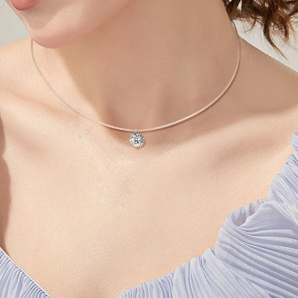 1 Carat Moissanite 925 Sterling Silver Necklace - Roe Creation