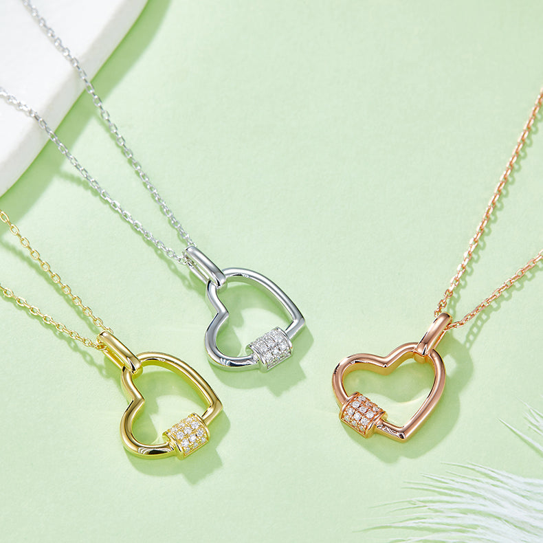 Moissanite 925 Sterling Silver Heart Shape Necklace - Roe Creation
