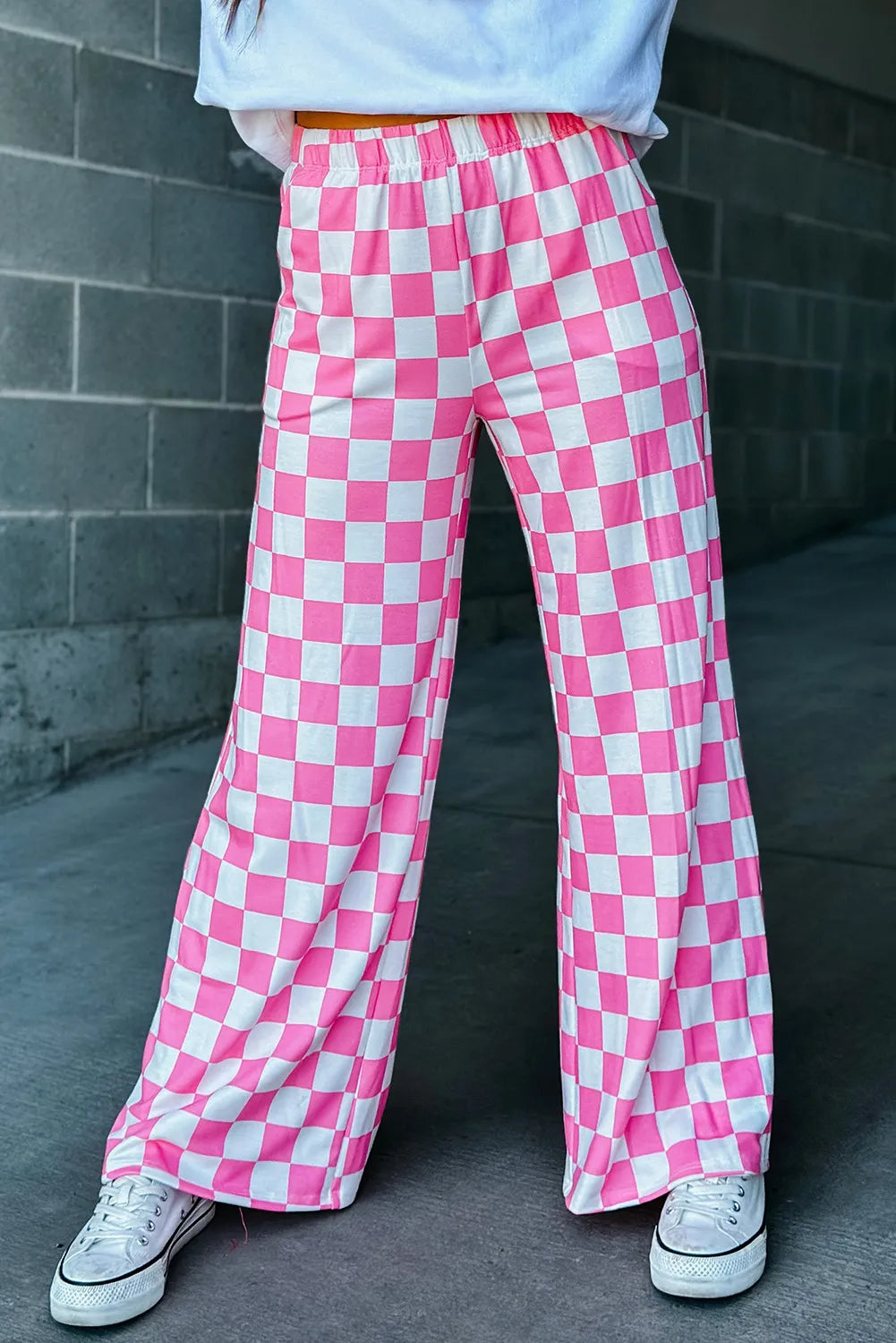 Checkered Wide Leg Pants - Roe Creation