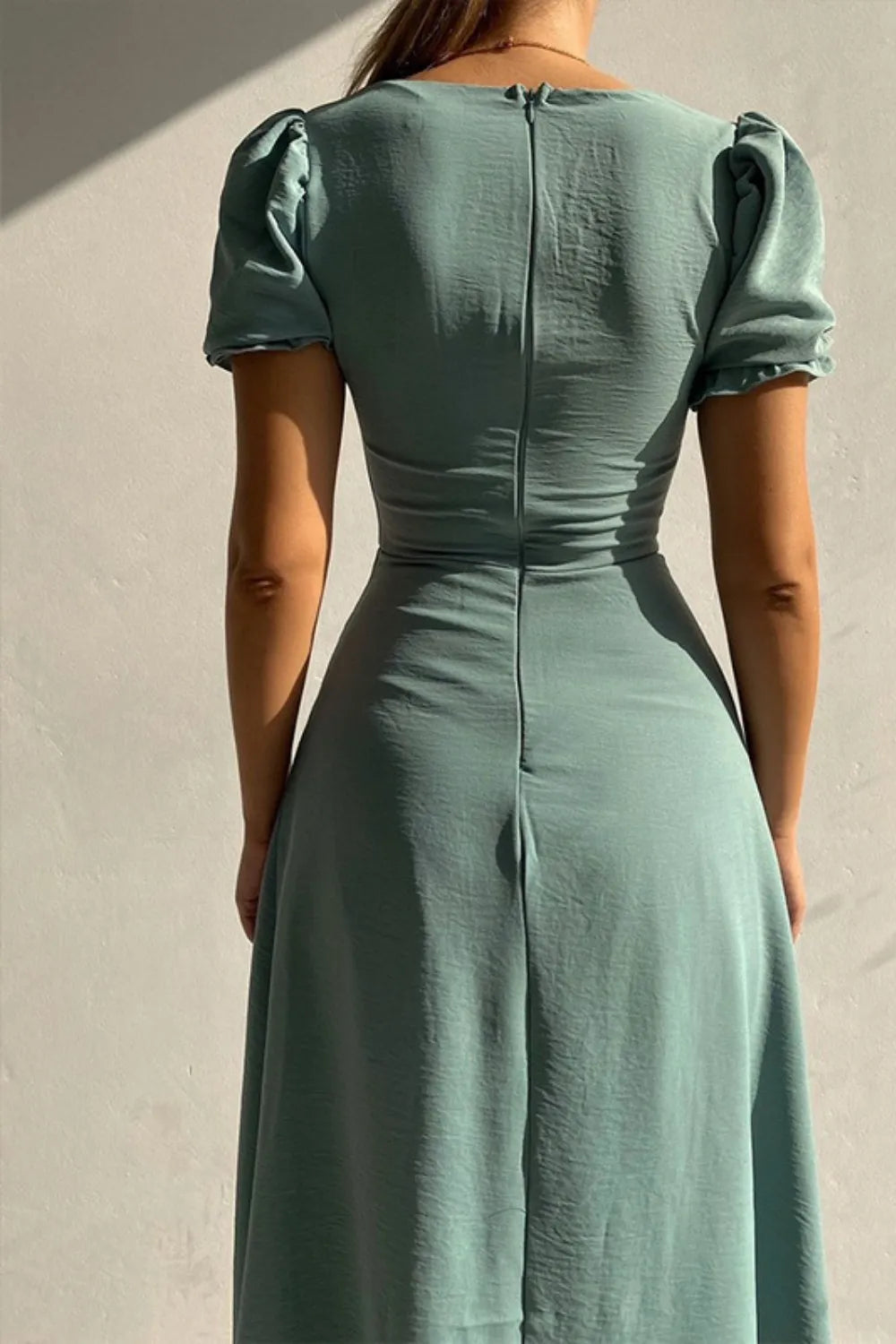 Sweetheart Neck Short Sleeve Dress - Roe Creation