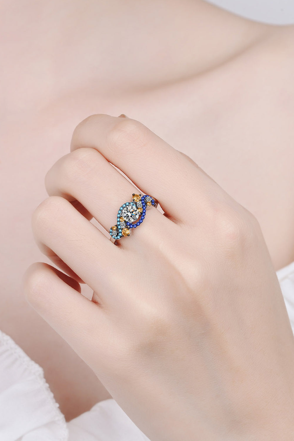 Moissanite Contrast 925 Sterling Silver Ring - Roe Creation