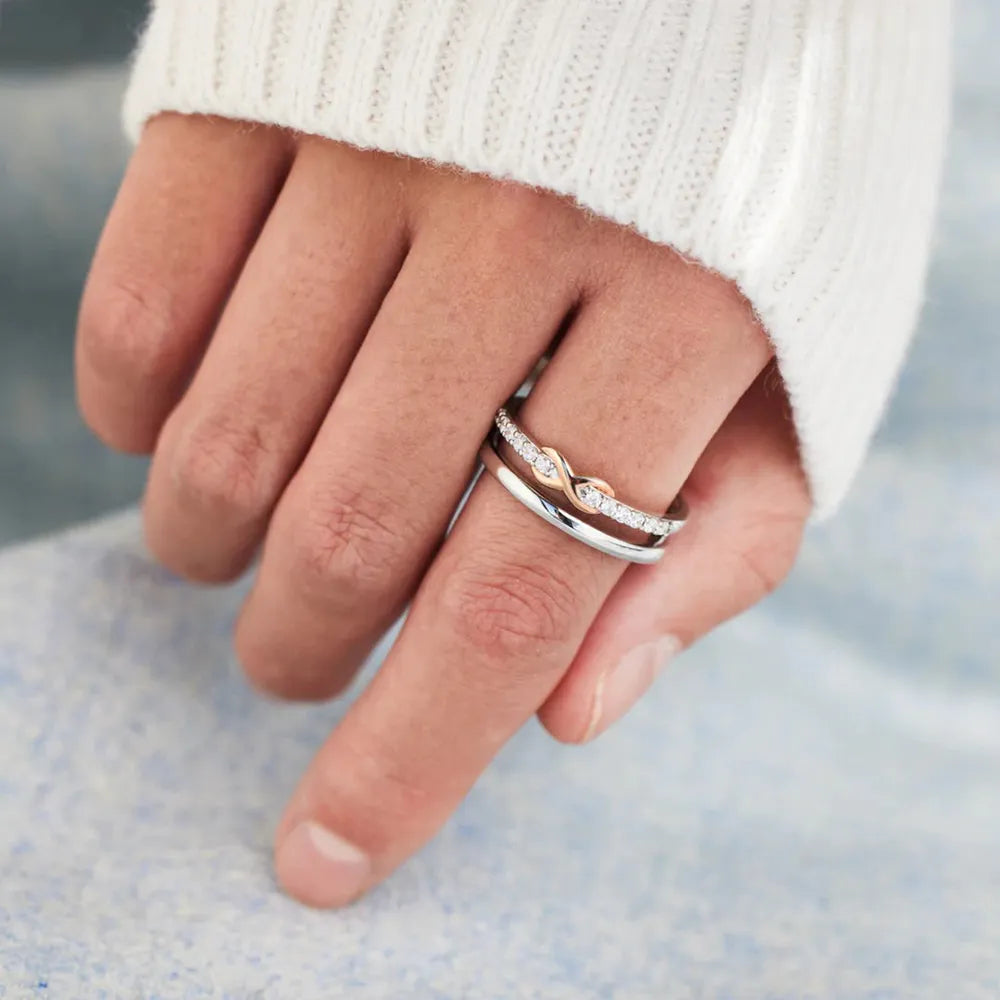 Double-Layered Zircon 925 Sterling Silver Ring - Roe Creation