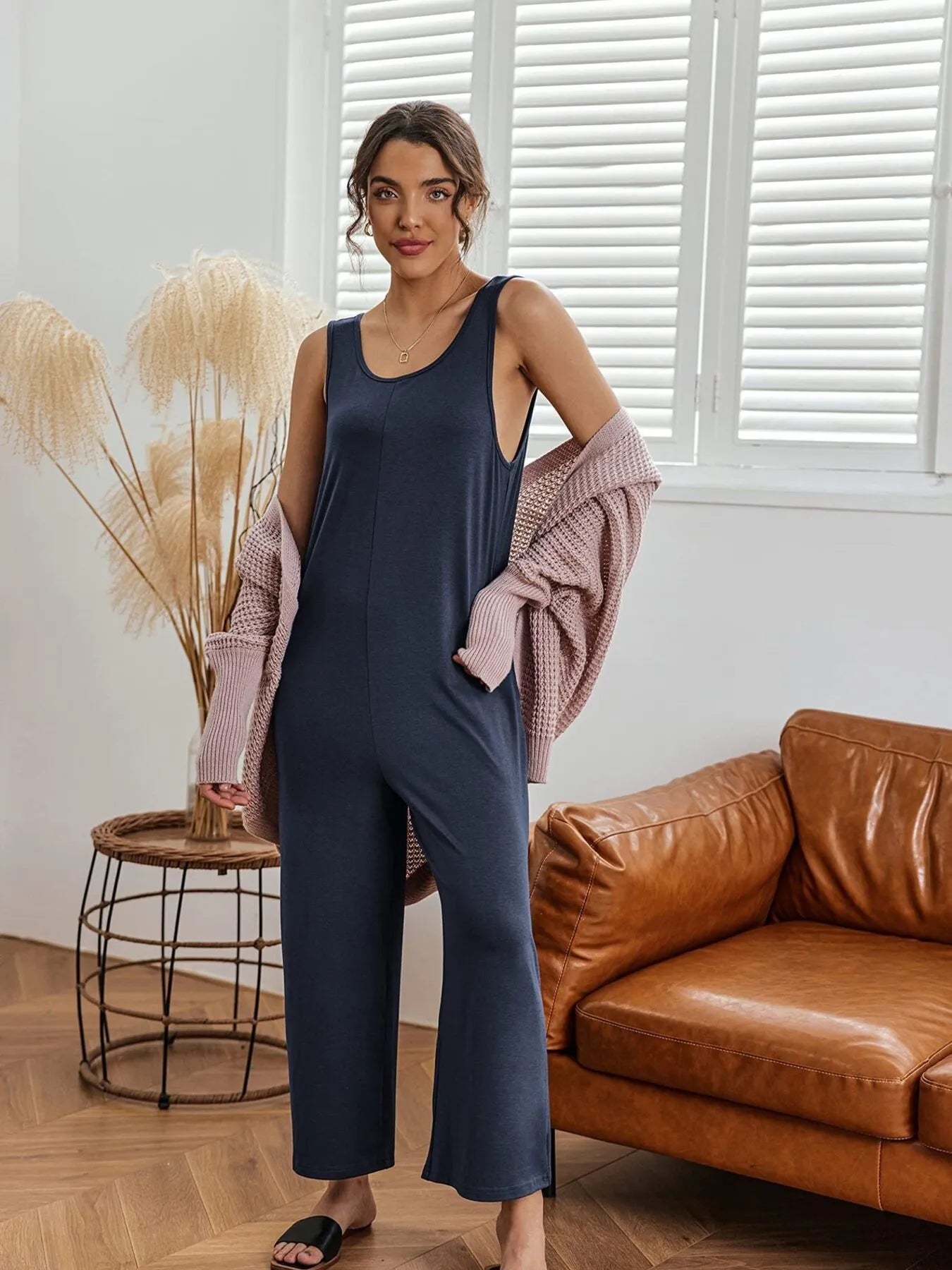 Sleeveless Wide Leg Casual Jumpsuit - Roe Creation