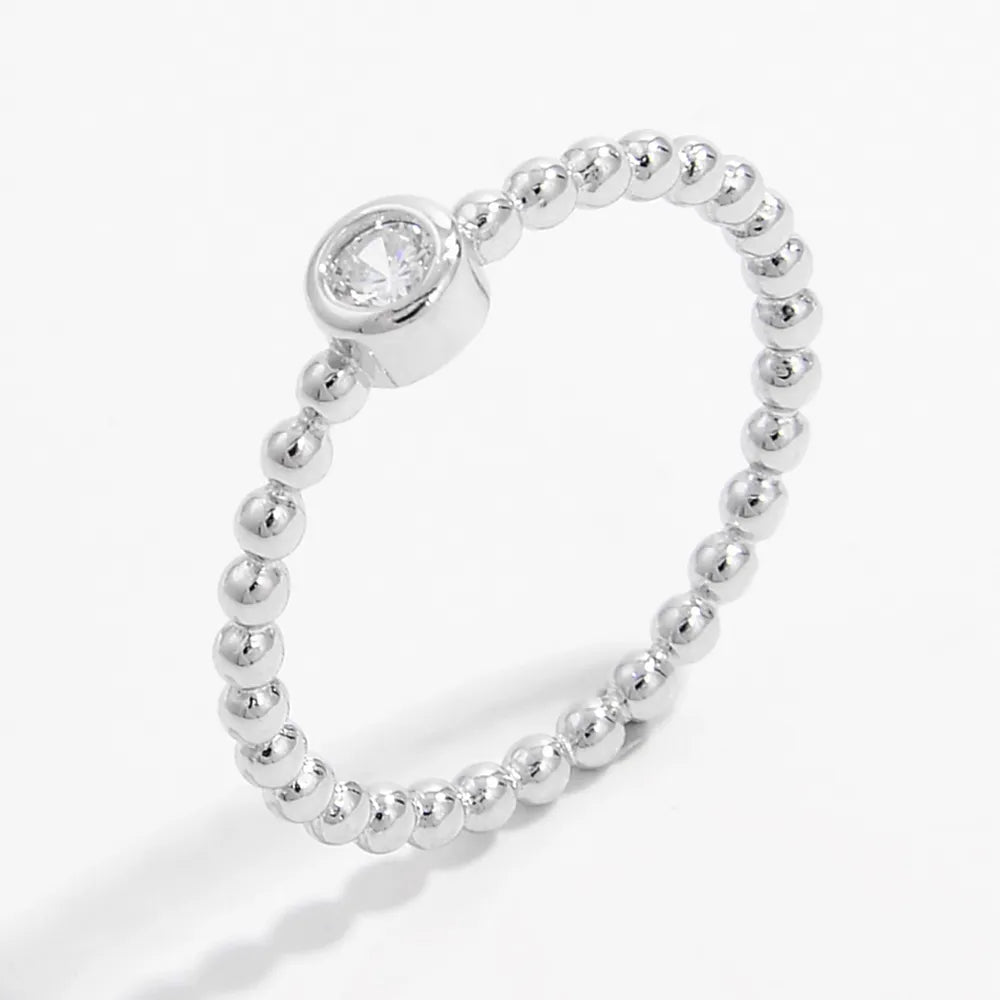 Zircon 925 Sterling Silver Bead Ring - Roe Creation