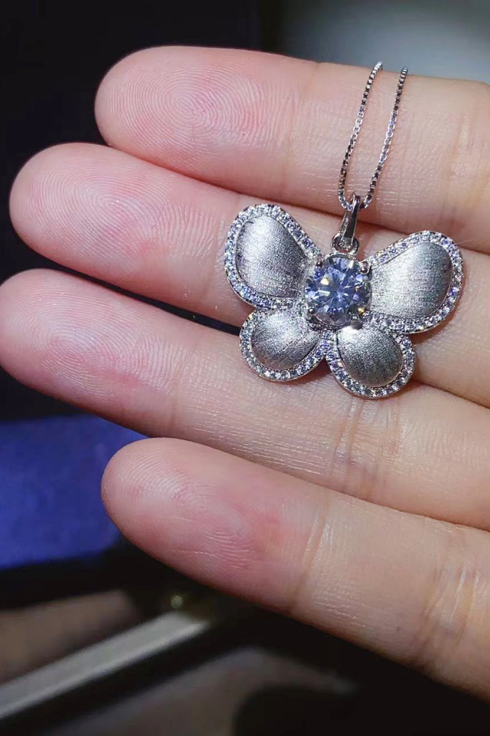1 Carat Moissanite Butterfly Pendant Necklace - Roe Creation