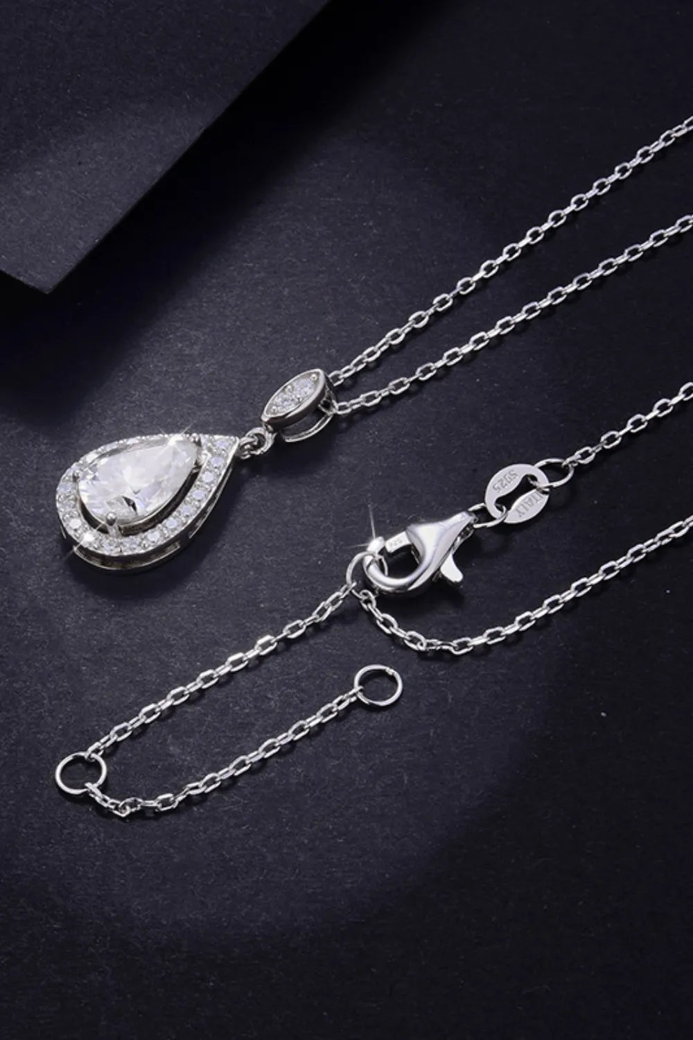 1.5 Carat Moissanite 925 Sterling Silver Teardrop Necklace - Roe Creation
