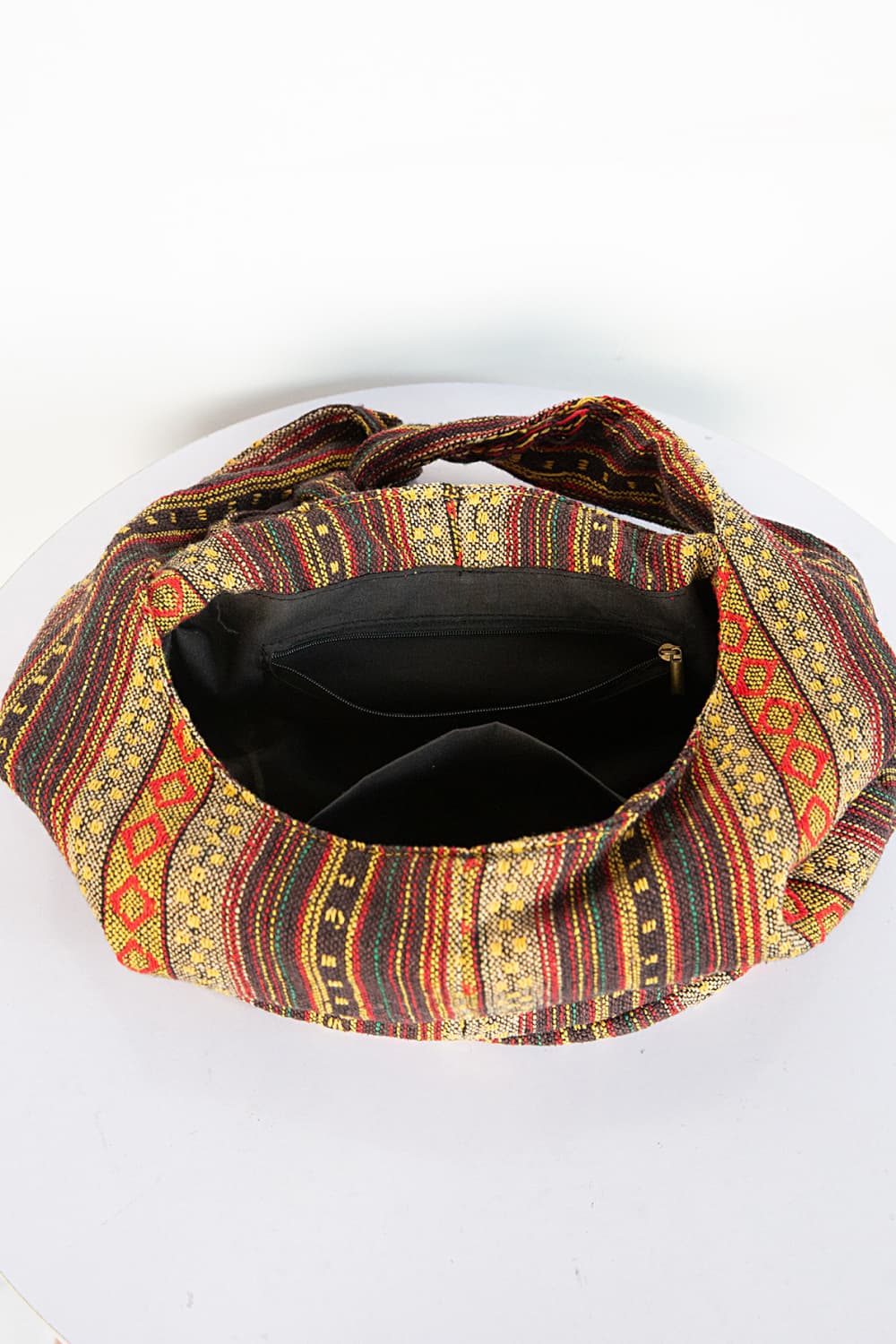 Large Canvas Crossbody Bag with Ethnic Pattern - Roe Creation