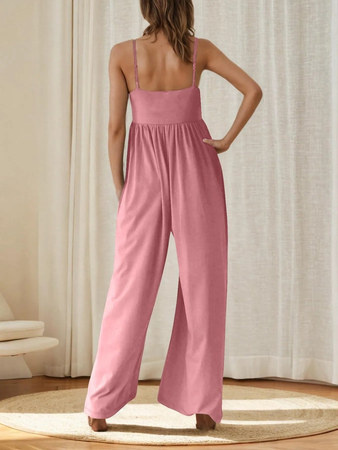 Spaghetti Strap Wide Leg Jumpsuit - Roe Creation