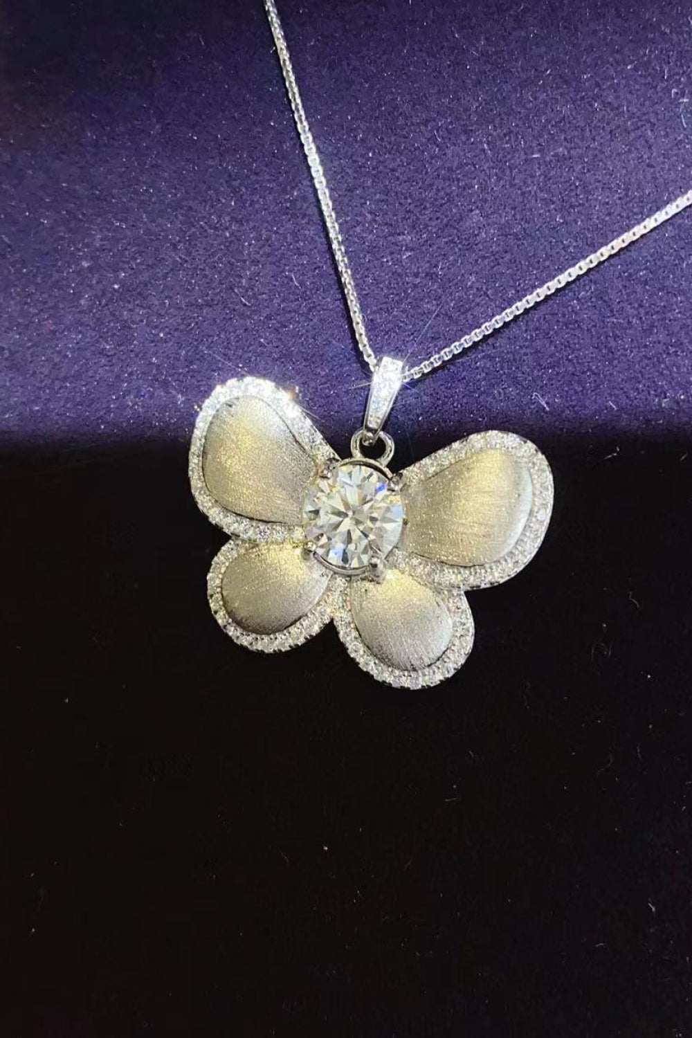 1 Carat Moissanite Butterfly Pendant Necklace - Roe Creation