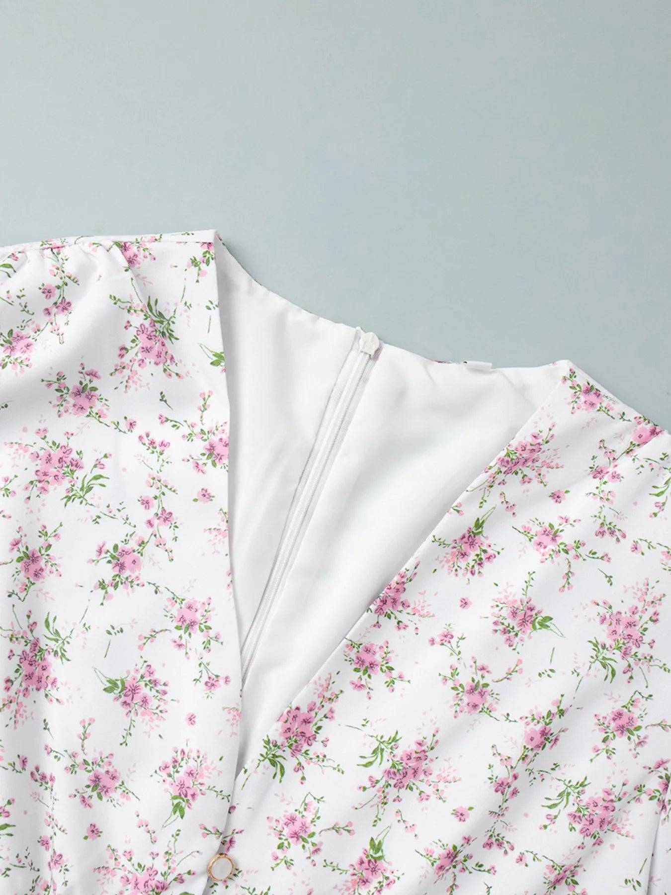 Floral Print Balloon Sleeve Dress - Roe Creation