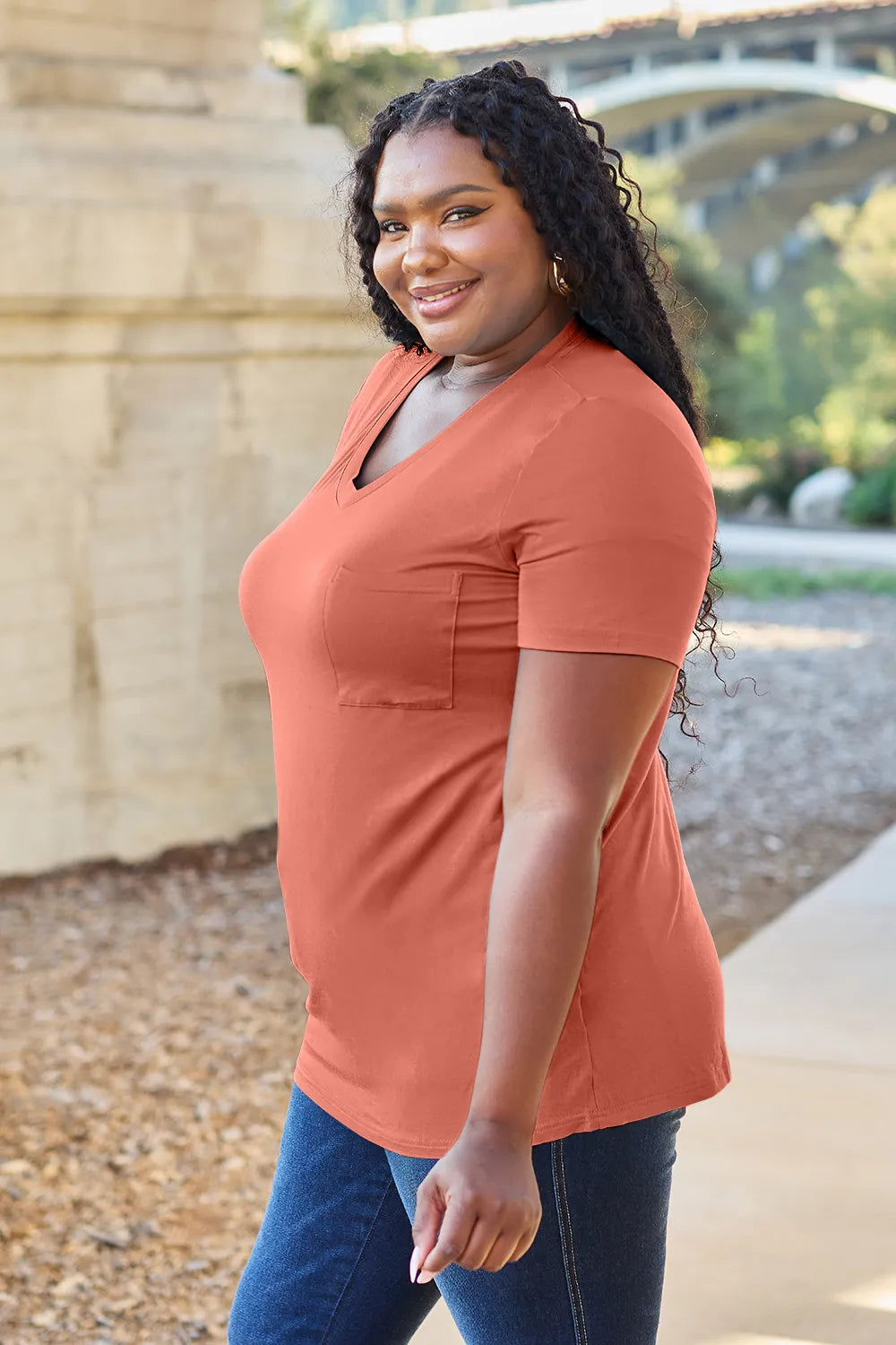 Basic Bae Bamboo Full Size V-Neck Short Sleeve T-Shirt - Roe Creation