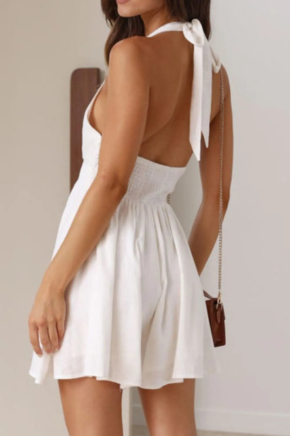 Cutout Halter Neck Mini Dress - Roe Creation