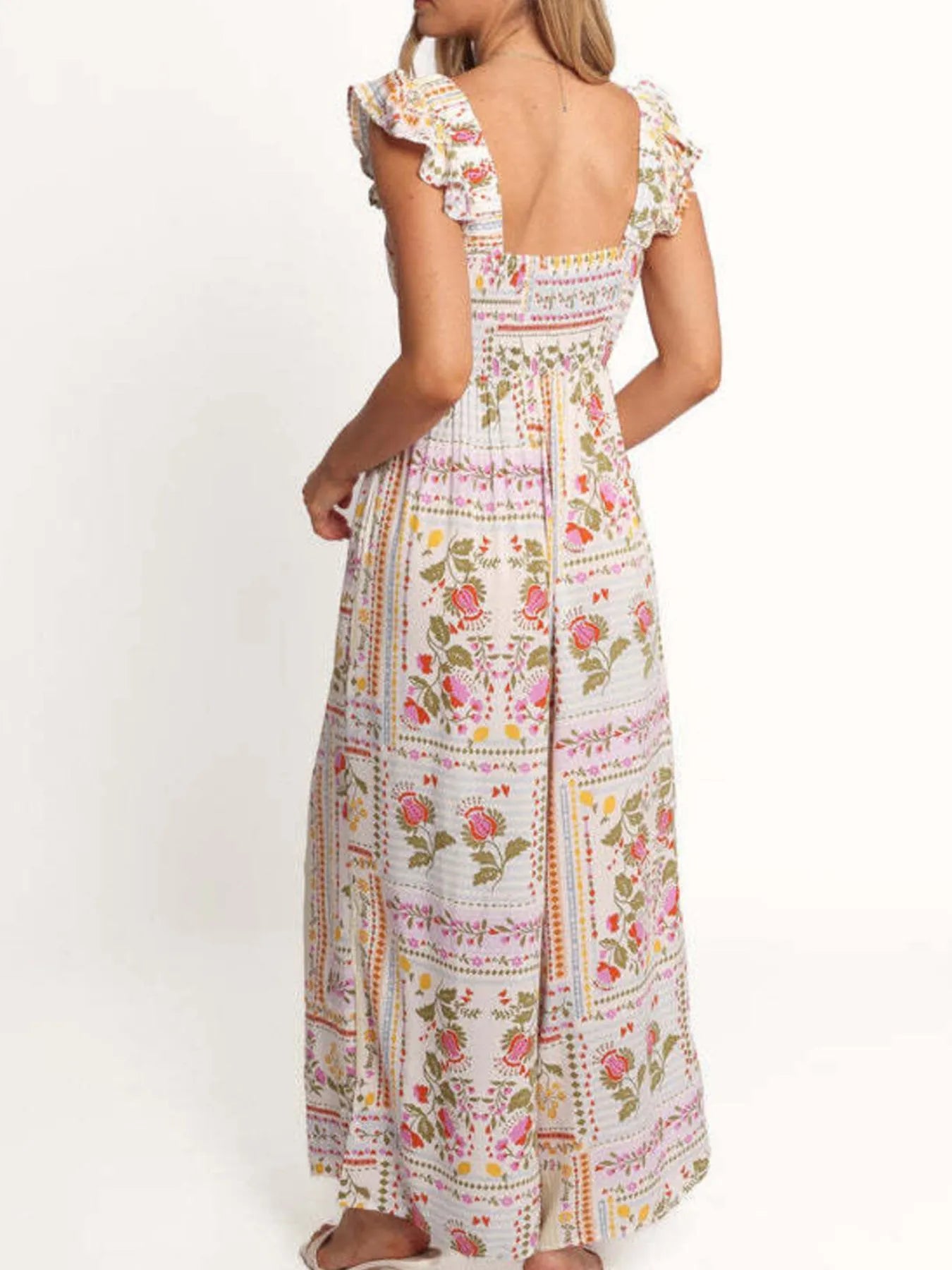 Floral Print Ruffle Strap Jumpsuit - Roe Creation