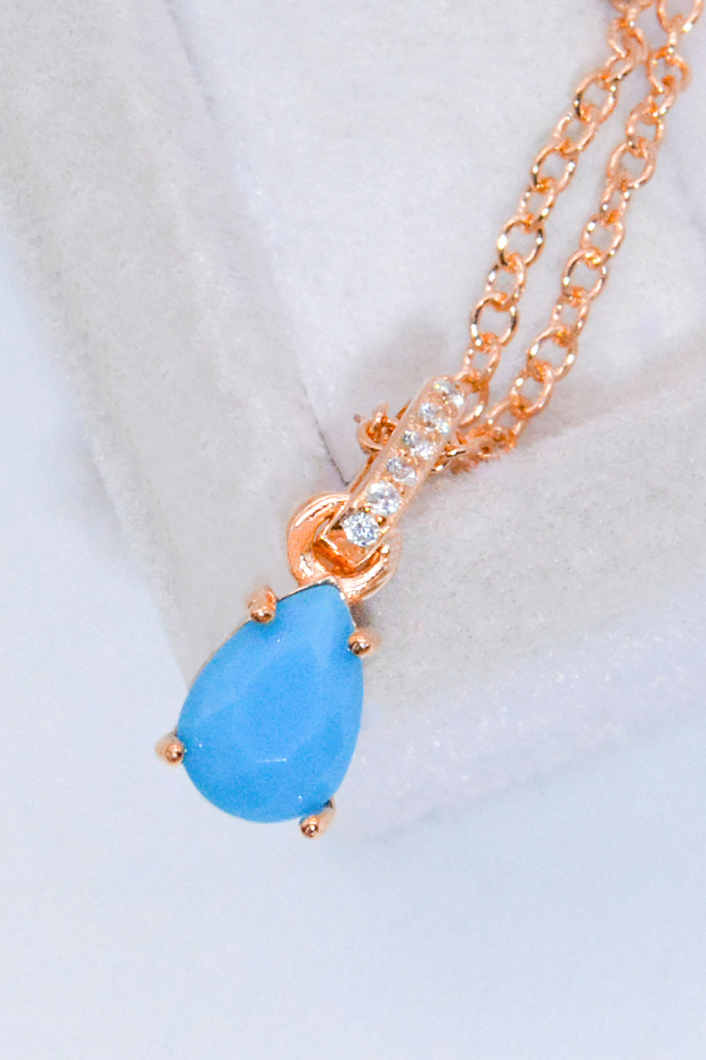 Teardrop Turquoise 4-Prong Pendant Necklace - Roe Creation
