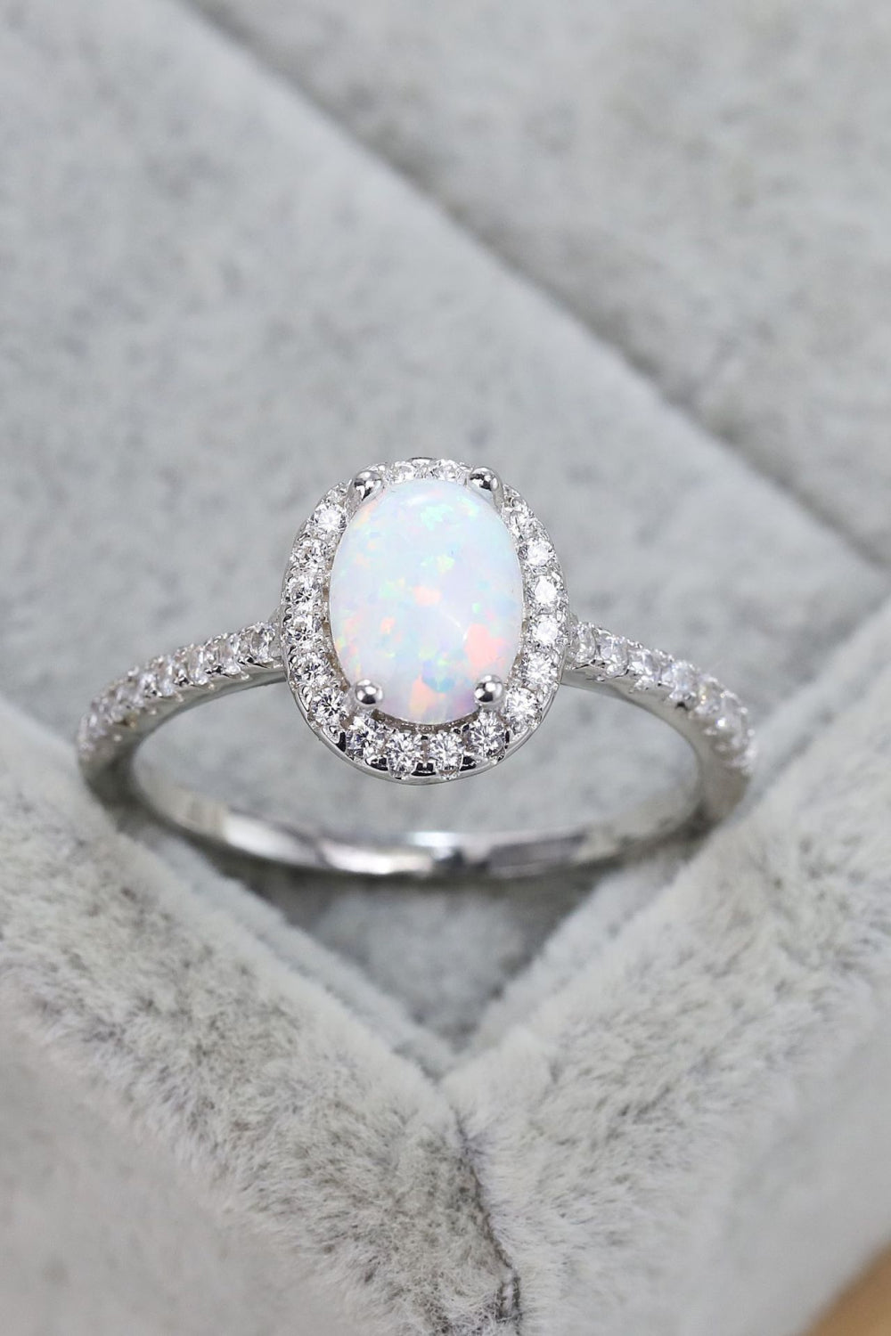 Opal 925 Sterling Silver Halo Ring - Roe Creation