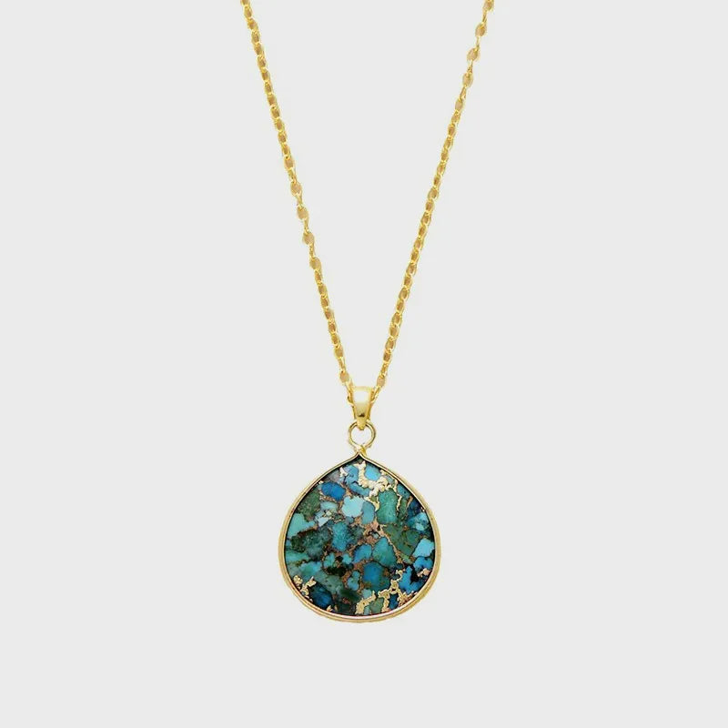 Turquoise Chain Pendant Necklace - Roe Creation