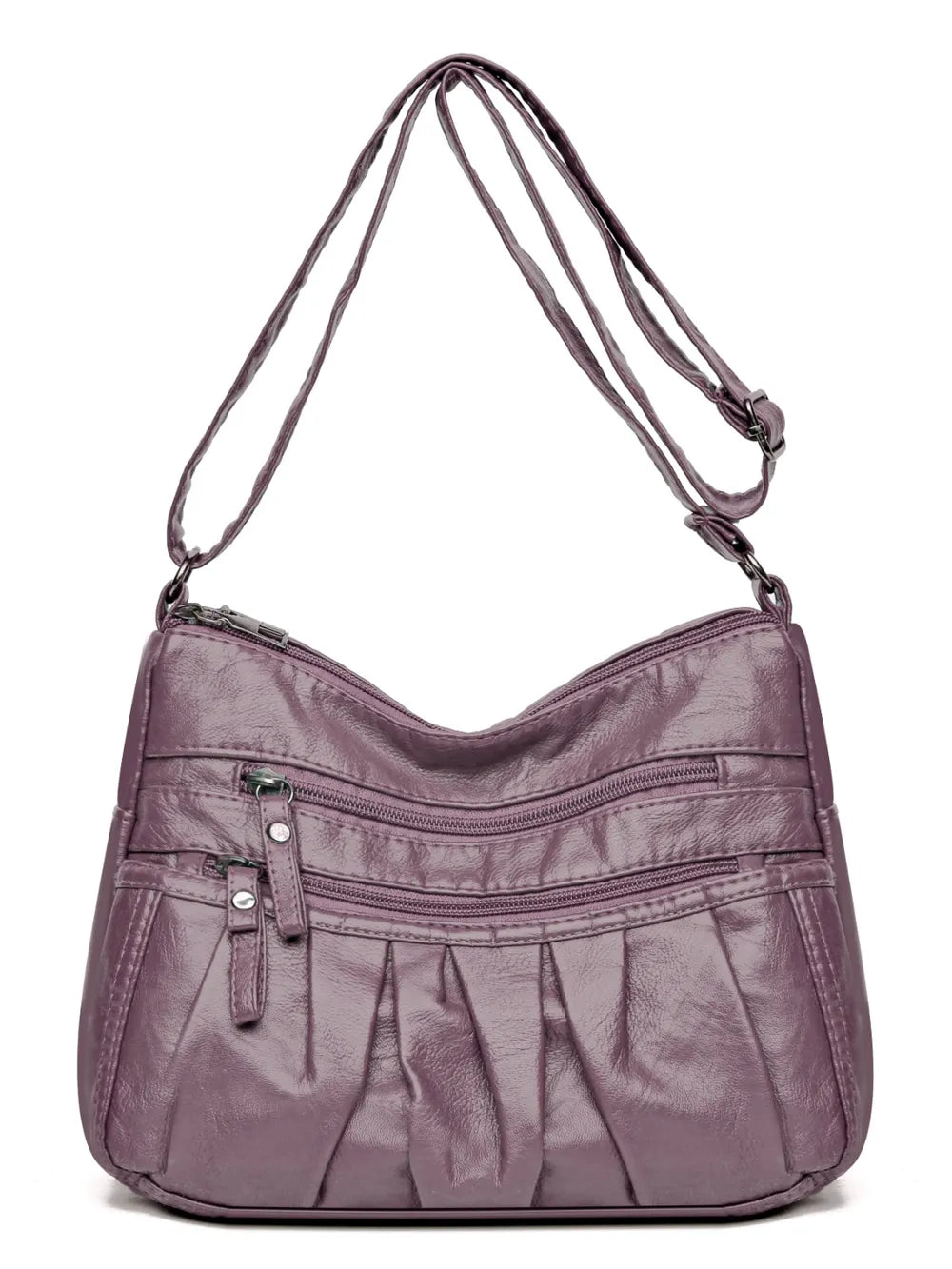 PU Leather Ruched Adjustable Strap Shoulder Bag - Roe Creation
