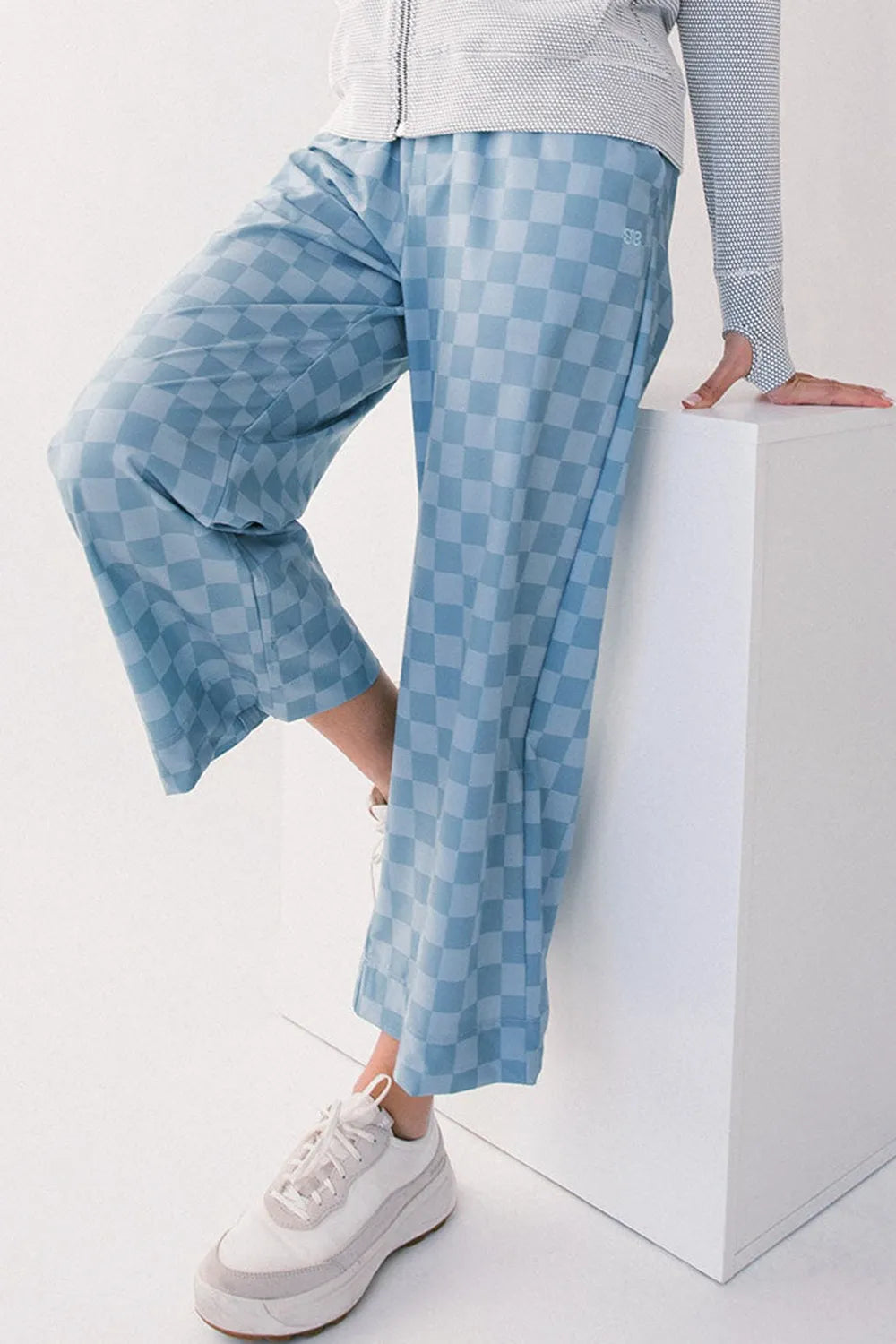 Checkered Elastic High Waist Loose Casual Pants - Roe Creation