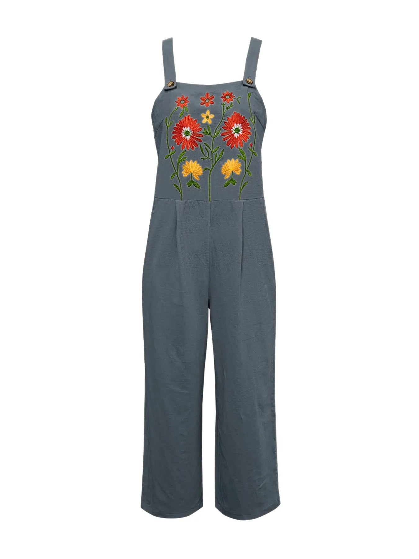 Floral Embroidered Wide Leg Jumpsuit - Roe Creation
