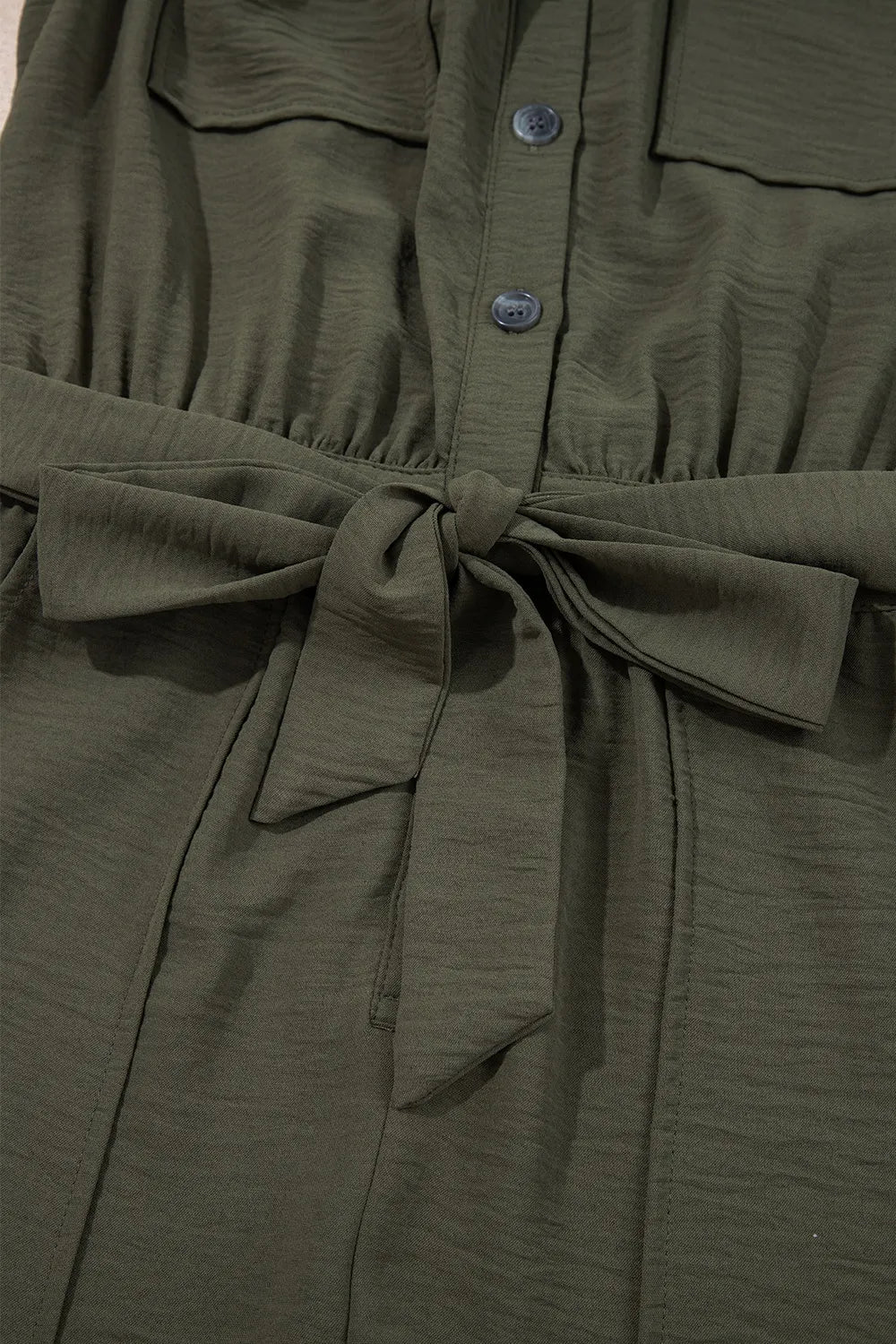 Half Button Belted Utility Short Sleeve Jumpsuit - Roe Creation