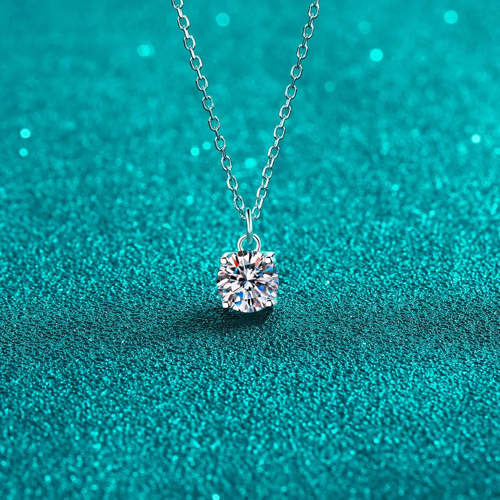 1 Carat Moissanite 925 Sterling Silver Necklace - Roe Creation