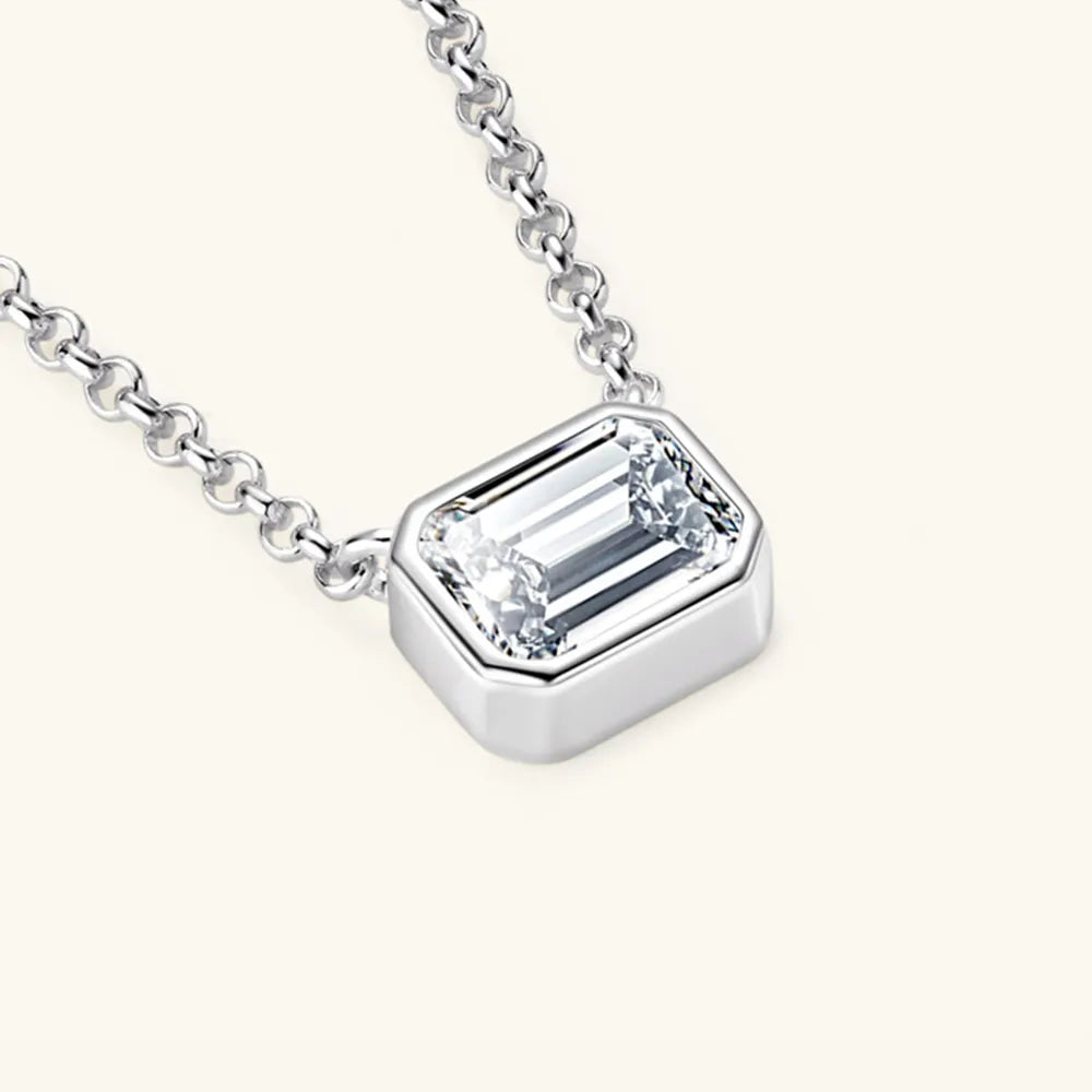 1 Carat Moissanite 925 Sterling Silver Pendant Necklace - Roe Creation