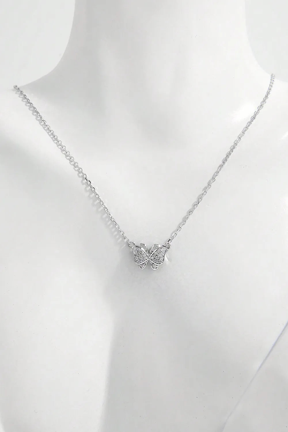 925 Sterling Silver Zircon Butterfly Pendant Necklace - Roe Creation
