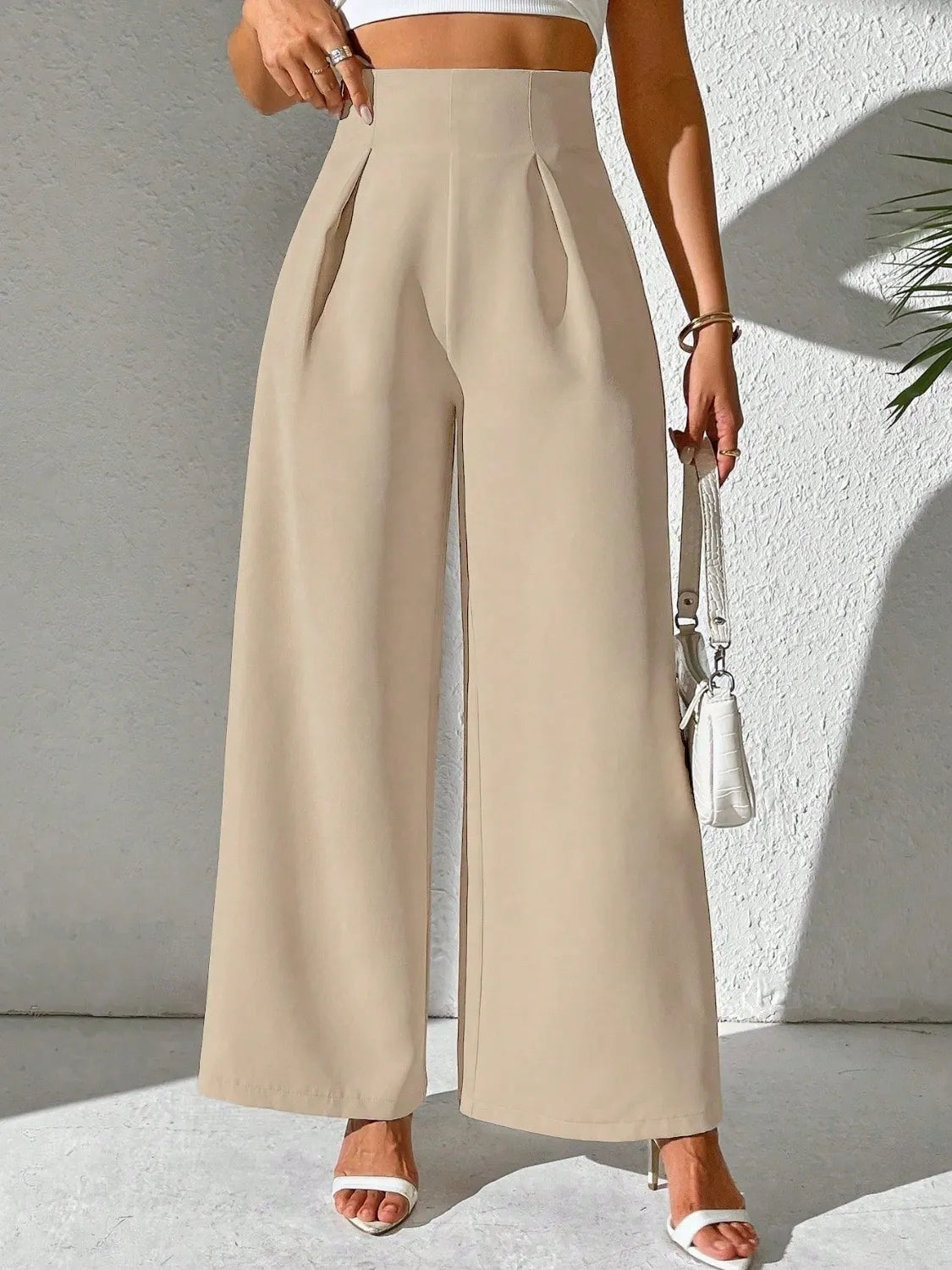 Wide Leg High Waist Pants - Roe Creation