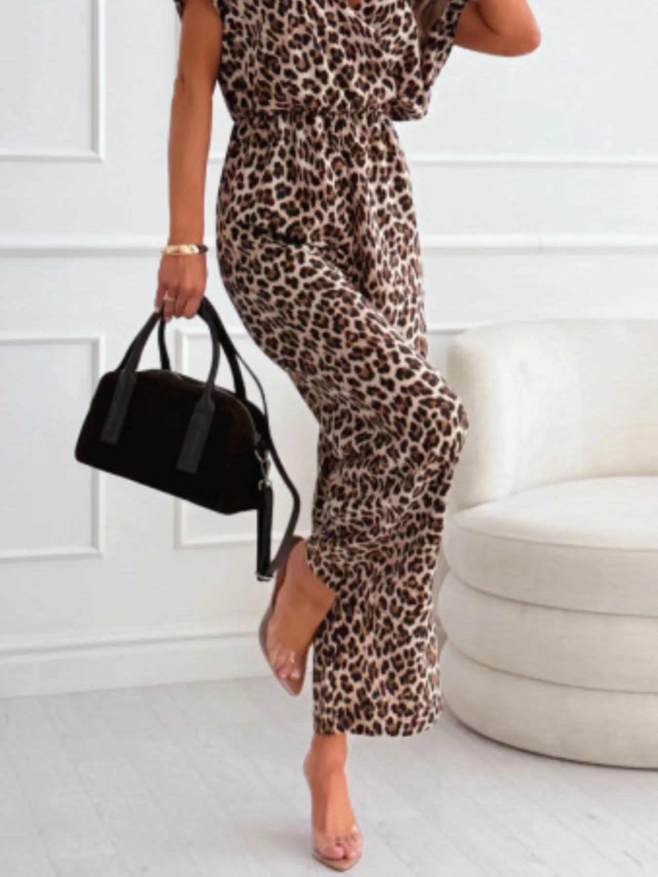 Animal Print Wide Leg Jumpsuit - Roe Creation