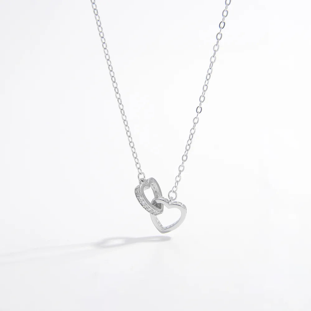 925 Sterling Silver Inlaid Zircon Heart Necklace - Roe Creation