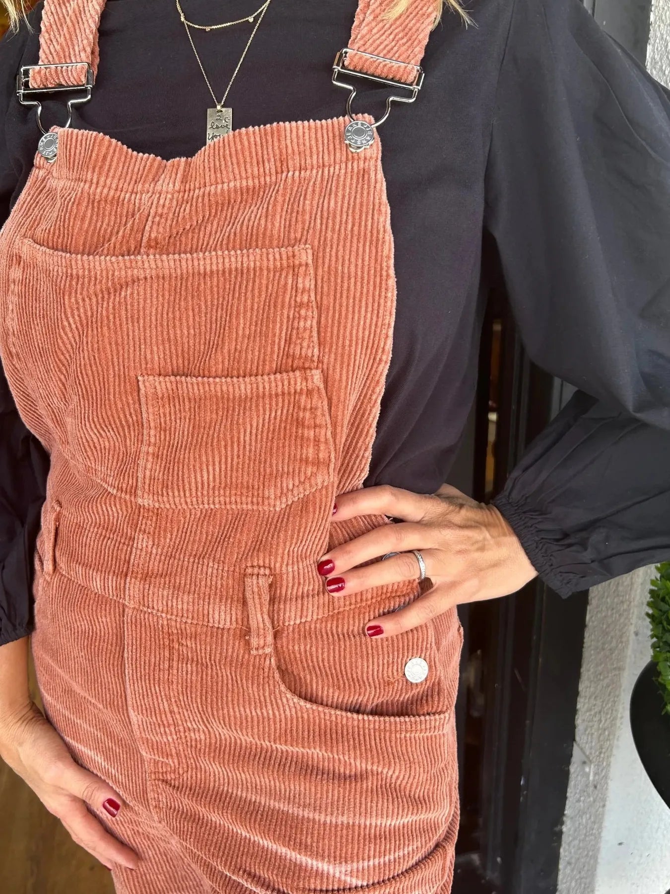 Distressed Wide Leg Corduroy Overalls - Roe Creation